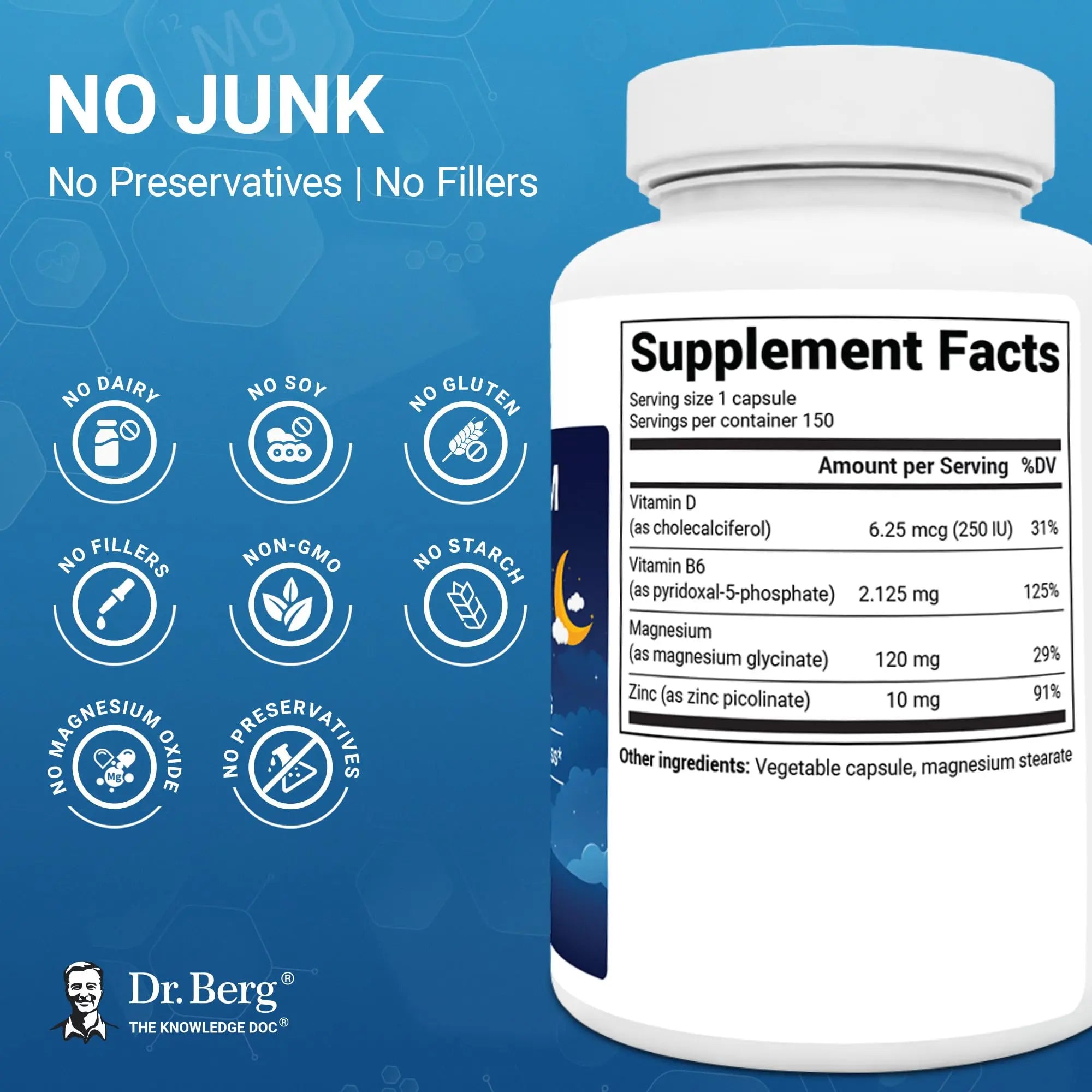 Dr. Berg Magnesium Glycinate 150ct – 4-in-1 Chelated for Muscle, Nerve, Sleep & Stress Support*– w/ D3, B6 & Zinc – 4X Lab-Tested – No Fillers – Formulated in USA, GMP-Certified Dr. Berg Nutritionals Au supplements