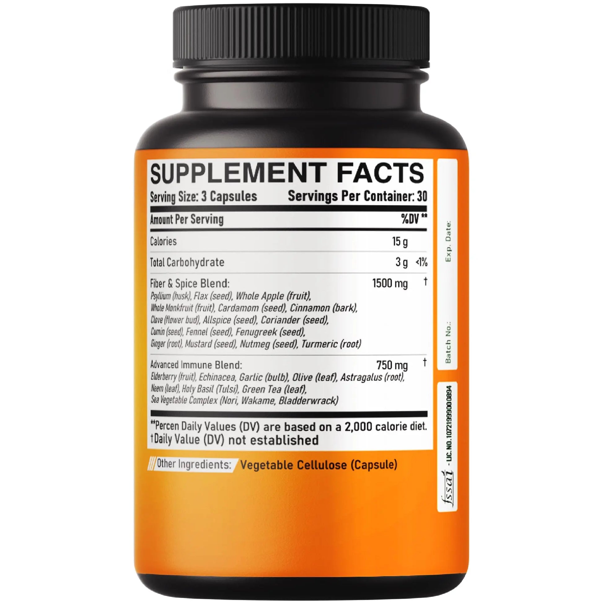DEDICAD 27in1 Fiber and Spice Supplement - Combined with Organic Psyllium, Whole Apple, Elderberry & More - Support Mood, Body & Immunity - 90 Capsules for 1 Month DEDICAD Au supplements