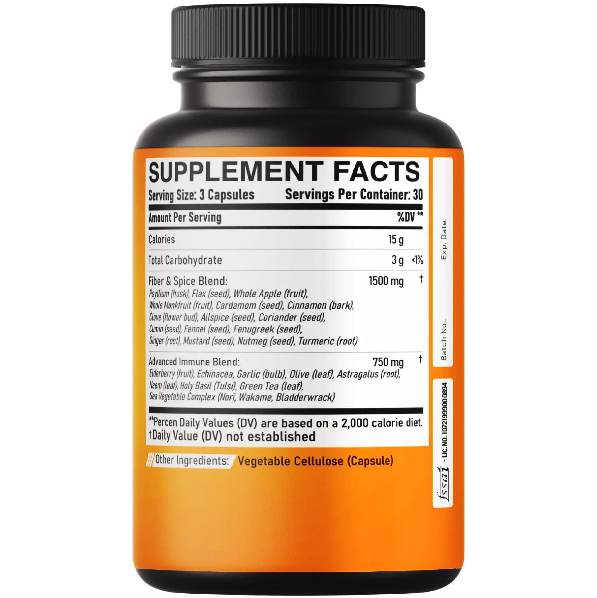 DEDICAD 27in1 Fiber and Spice Supplement - Combined with Organic Psyllium, Whole Apple, Elderberry & More - Support Mood, Body & Immunity - 90 Capsules for 1 Month DEDICAD Au supplements