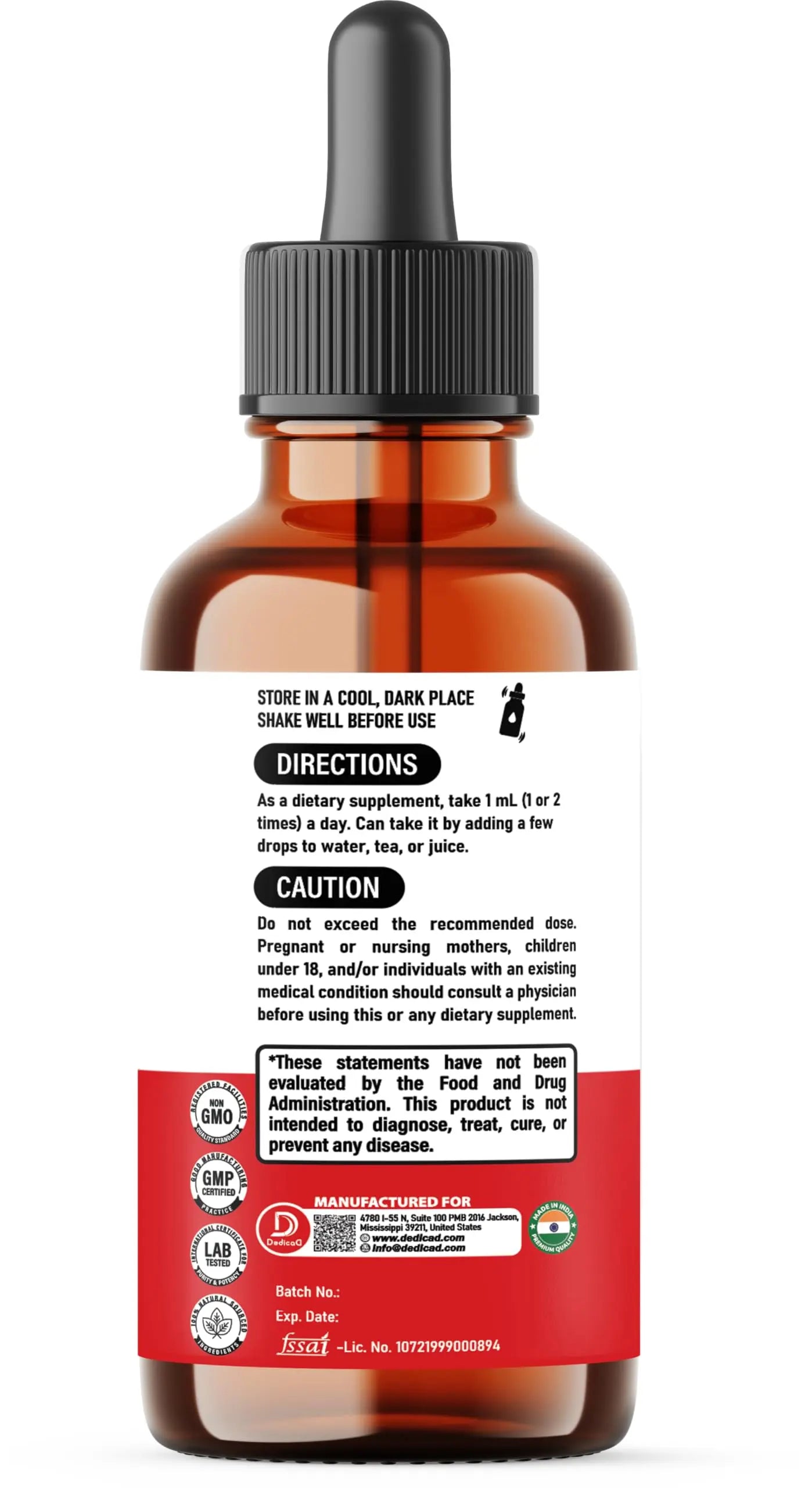 DEDICAD 10in1 Berberine HCl Drops - Liposomal Berberine Liquid - Activator Berberine with Ceylon Cinnamon, Bitter Melon, and 7 More - 60ml DEDICAD Au supplements