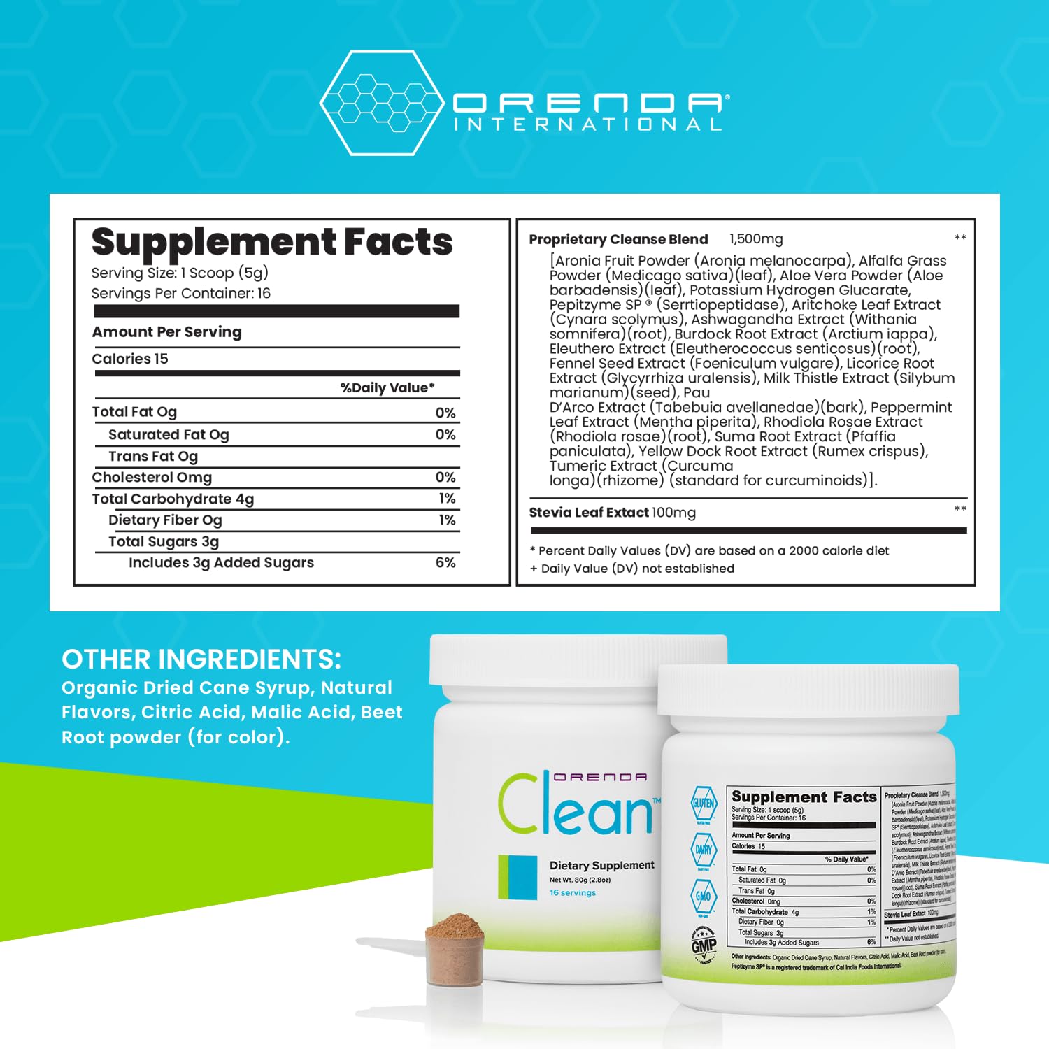 Orenda Clean - Peptizyme-SP EN, Aronia Berry, Aloe Vera and More for Digestive Support - Nutrient-Rich Supplement for Wellness - 80g, 16 Servings Orenda International Au supplements