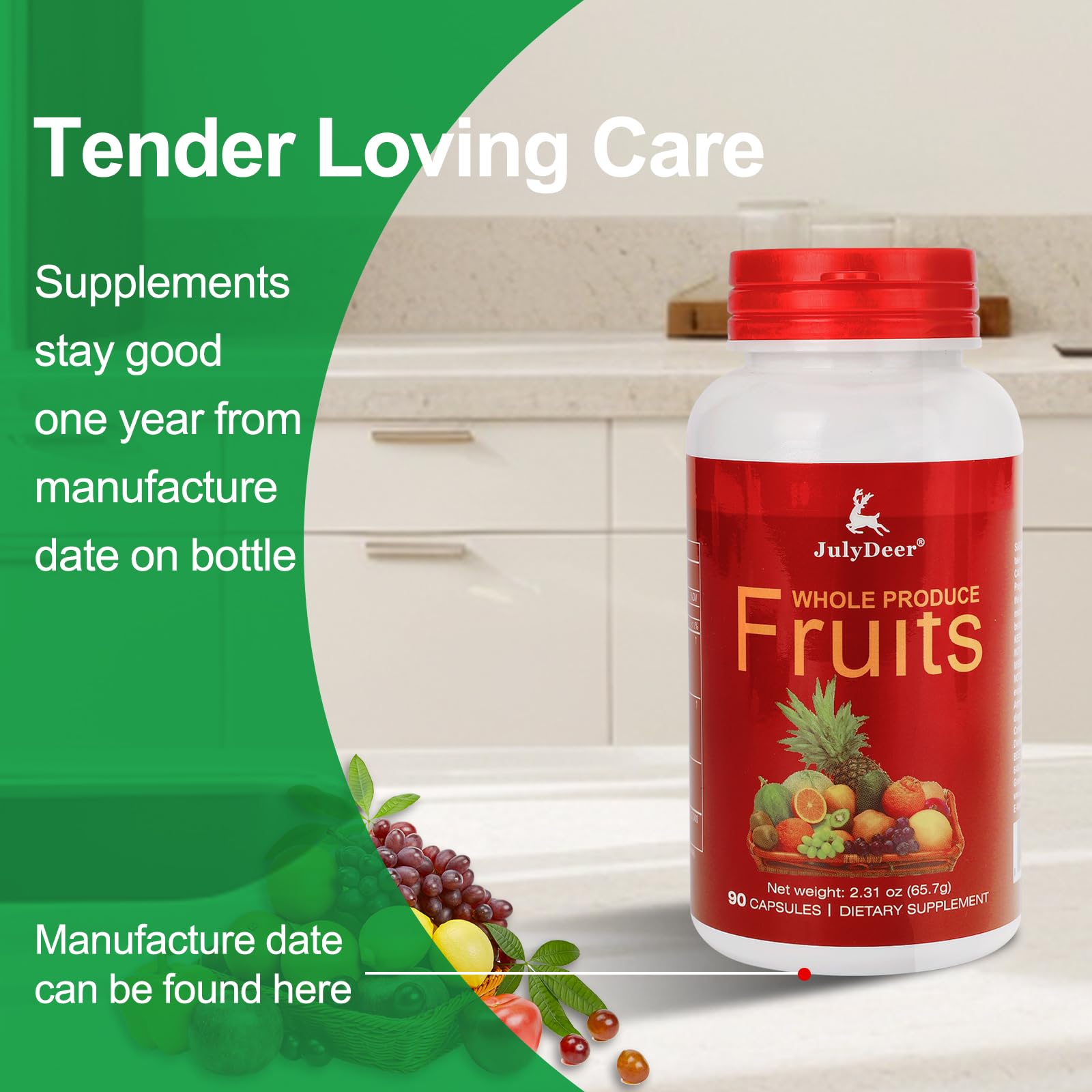 Fruit and Veggies Supplement Ingredients Natural – 4 Bottles 360 Total Vegetarian Capsules | Balance of Natural 16+18 Whole Fruits & Veggies Blend | Fresh Superfood Formula with Vitamins and Minerals JulyDeer Au supplements
