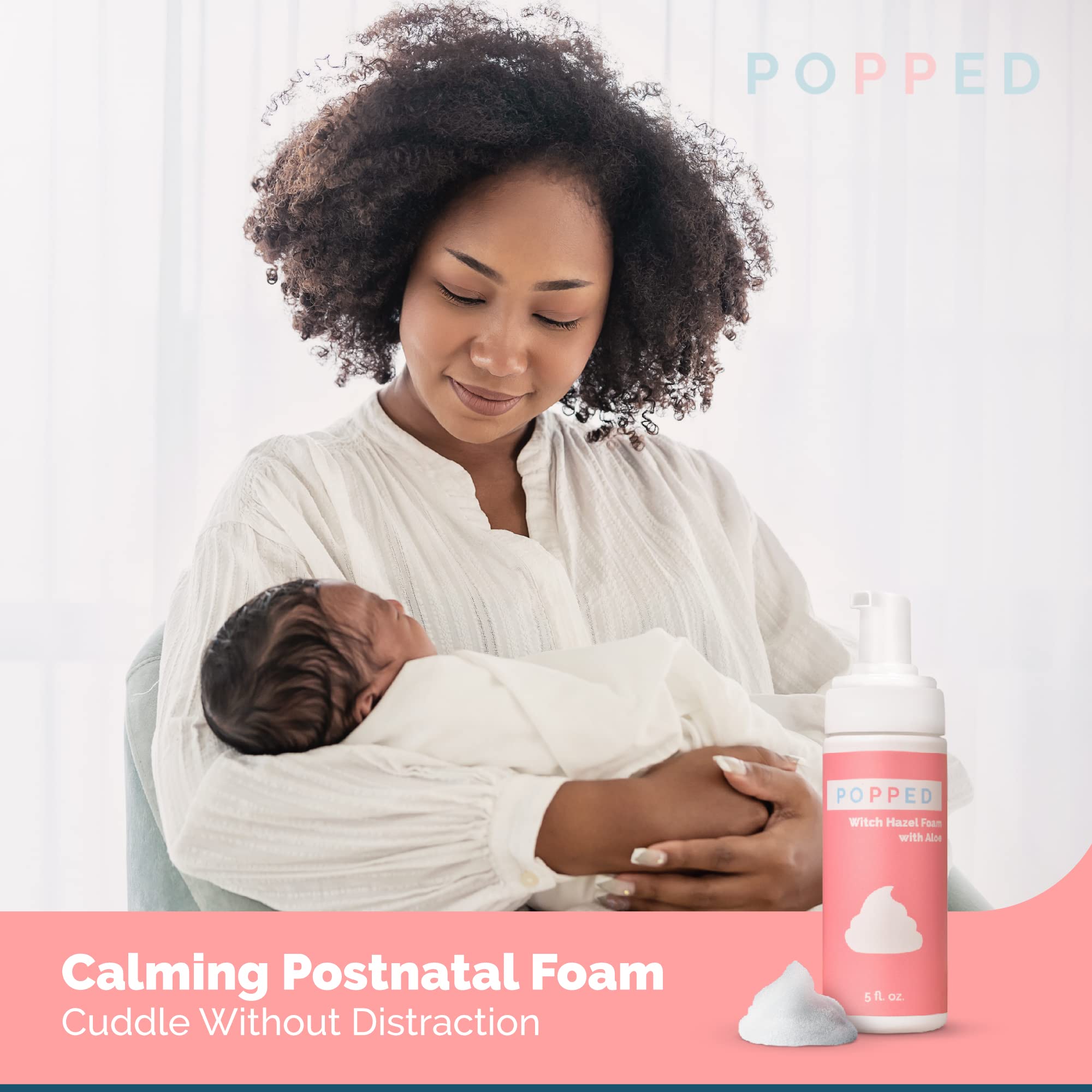 POPPED Witch Hazel Foam with Aloe (5 fl oz) | Perineal Healing Foam for Postpartum Care | Relieves Pain, Hemorrhoids, and Swelling After Birth | Postpartum Essential POPPED Au supplements