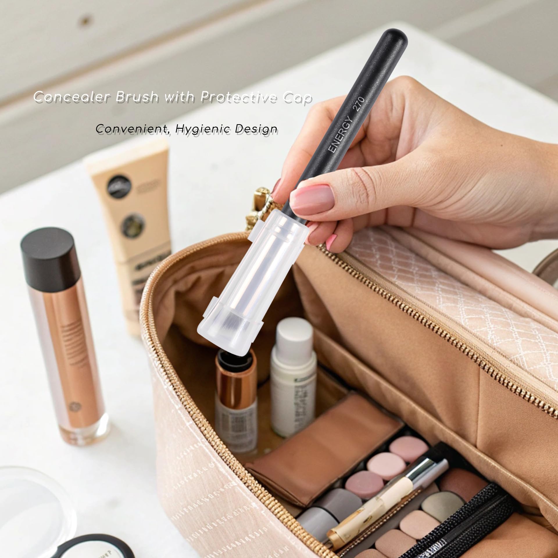 ENERGY Concealer Brush Under Eye Mini Angled Flat Top Kabuki Nose Contour Brush for Concealing Blending Setting Buffing with Powder Liquid Cream Cosmetic Pro Small Makeup Foundation brushes 270 ENERGY Au supplements