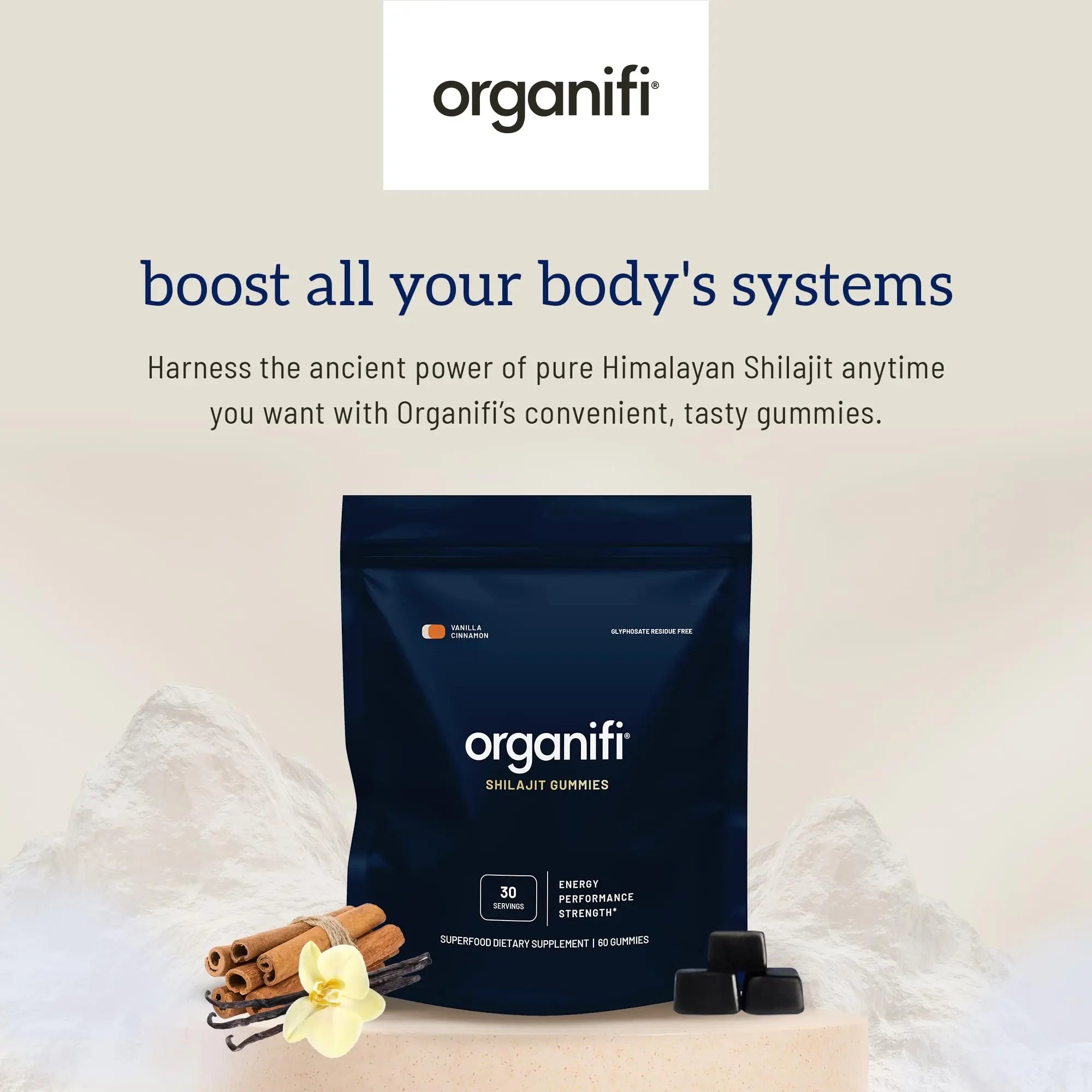 Organifi - Shilajit Gummies - Supports Natural Energy and Strength - Vanilla Cinnamon Organifi Au supplements
