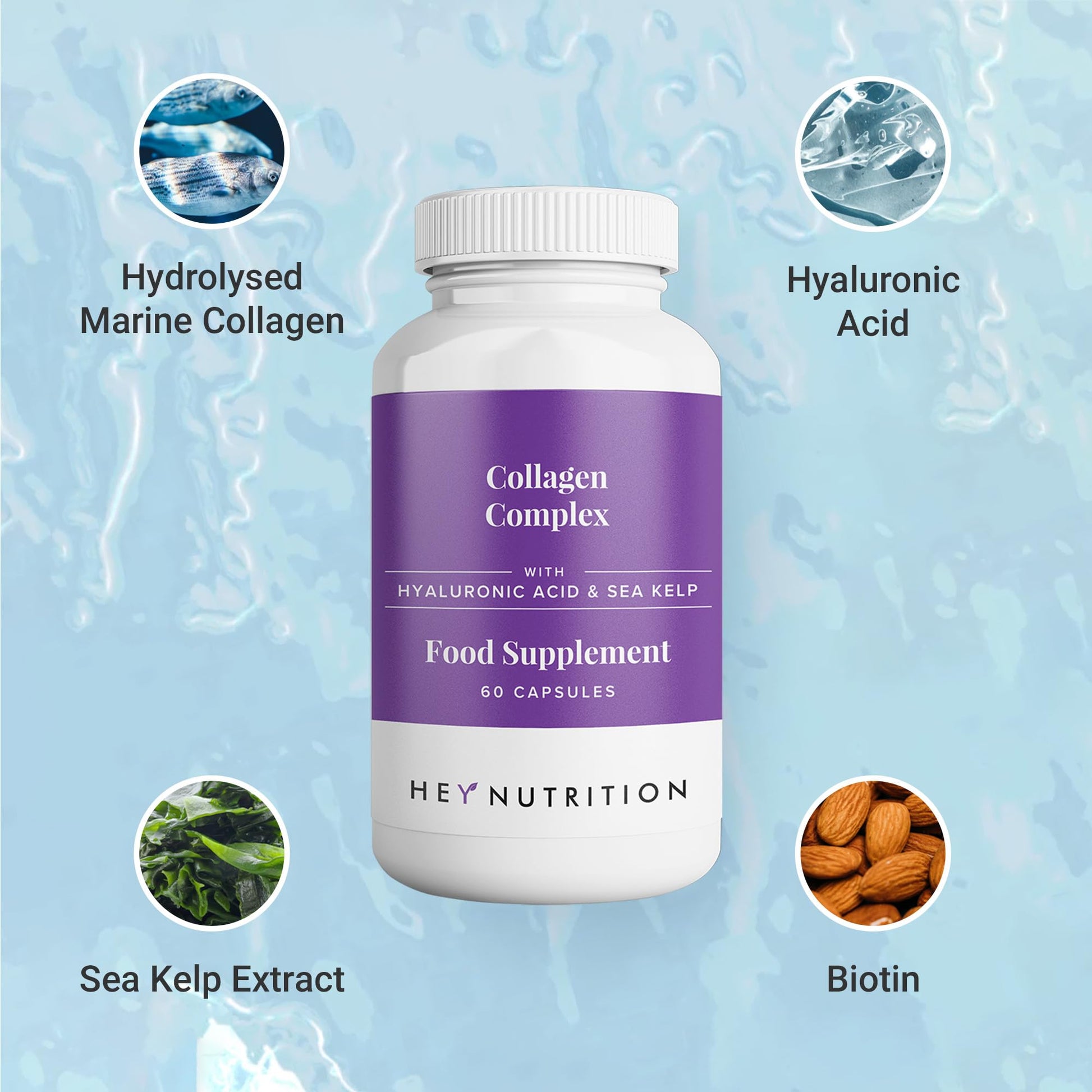 Hey Nutrition Collagen Complex Hyaluronic Acid & Sea Kelp Vitamin E, C, Biotin Hey Nutrition Au supplements