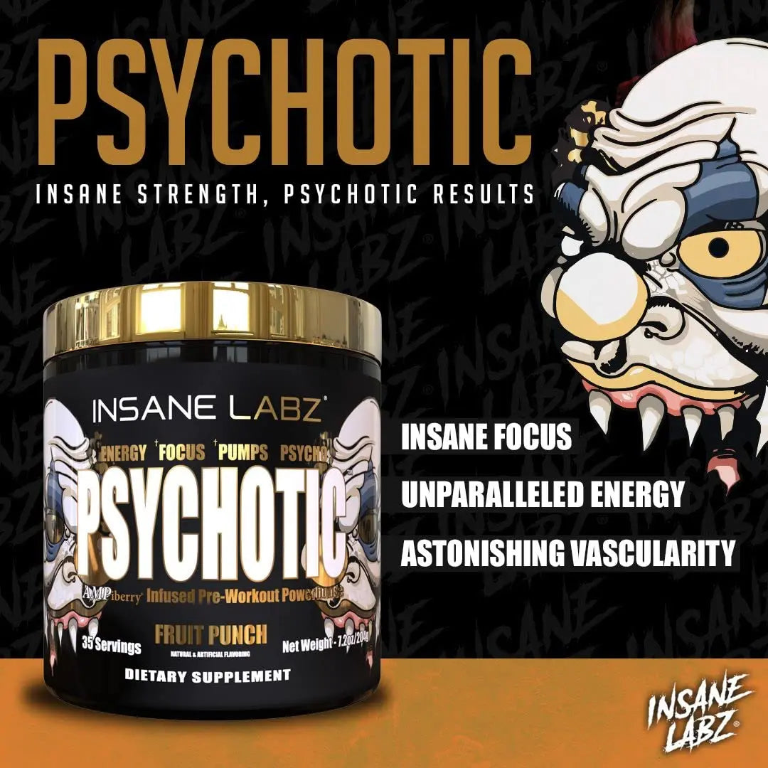 Insane Labz Psychotic Gold, High Stim Pre Workout Powder, Extreme Lasting Energy Insane Labz Au supplements