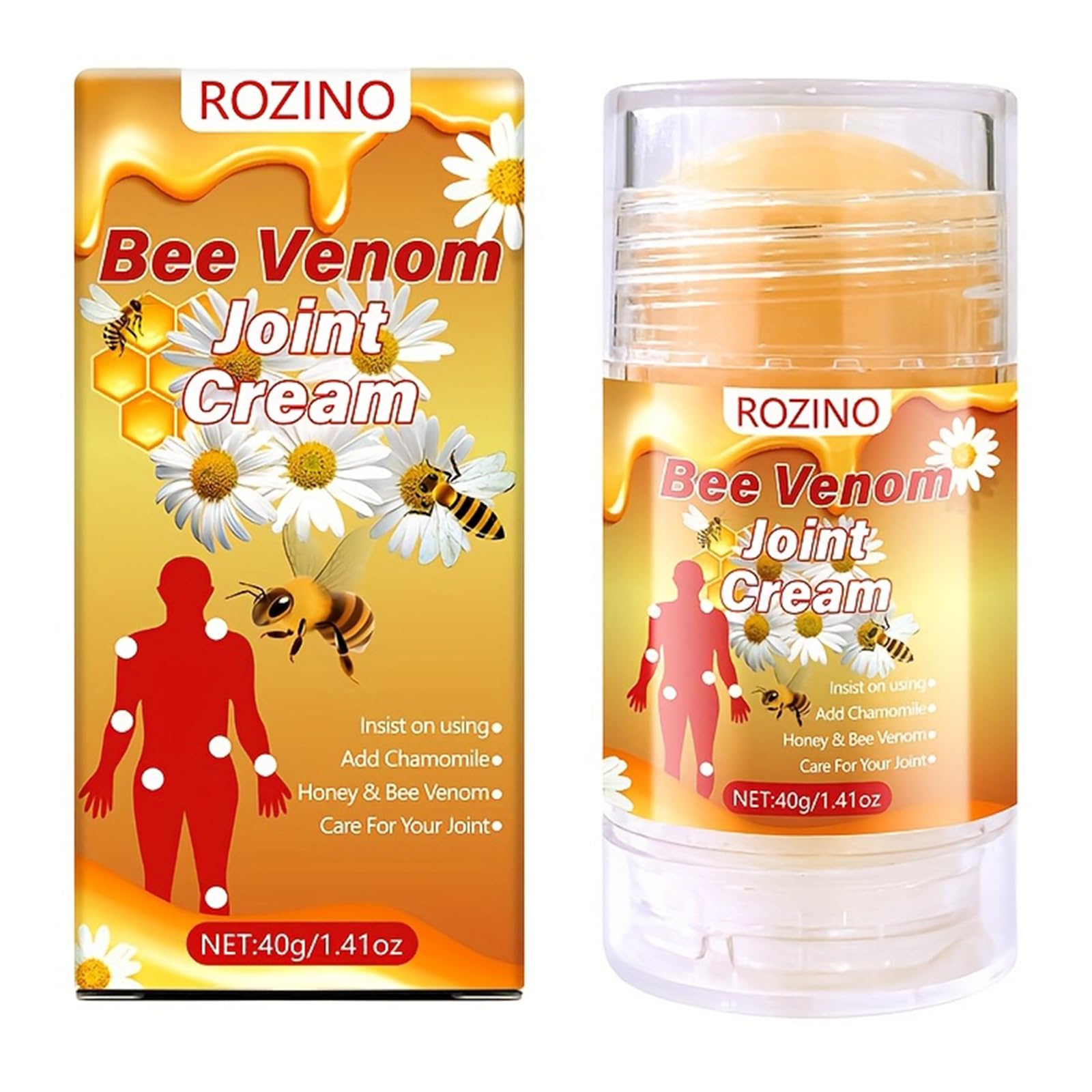 Bee Venom Joint Cream – Advanced Joint Support Cream with Honey & Chamomile, Soothing Formula for Aches & Stiffness in Knees, Hands, Back, Natural Relief Cream for Daily Joint Care (Bee venom) Generic Au supplements