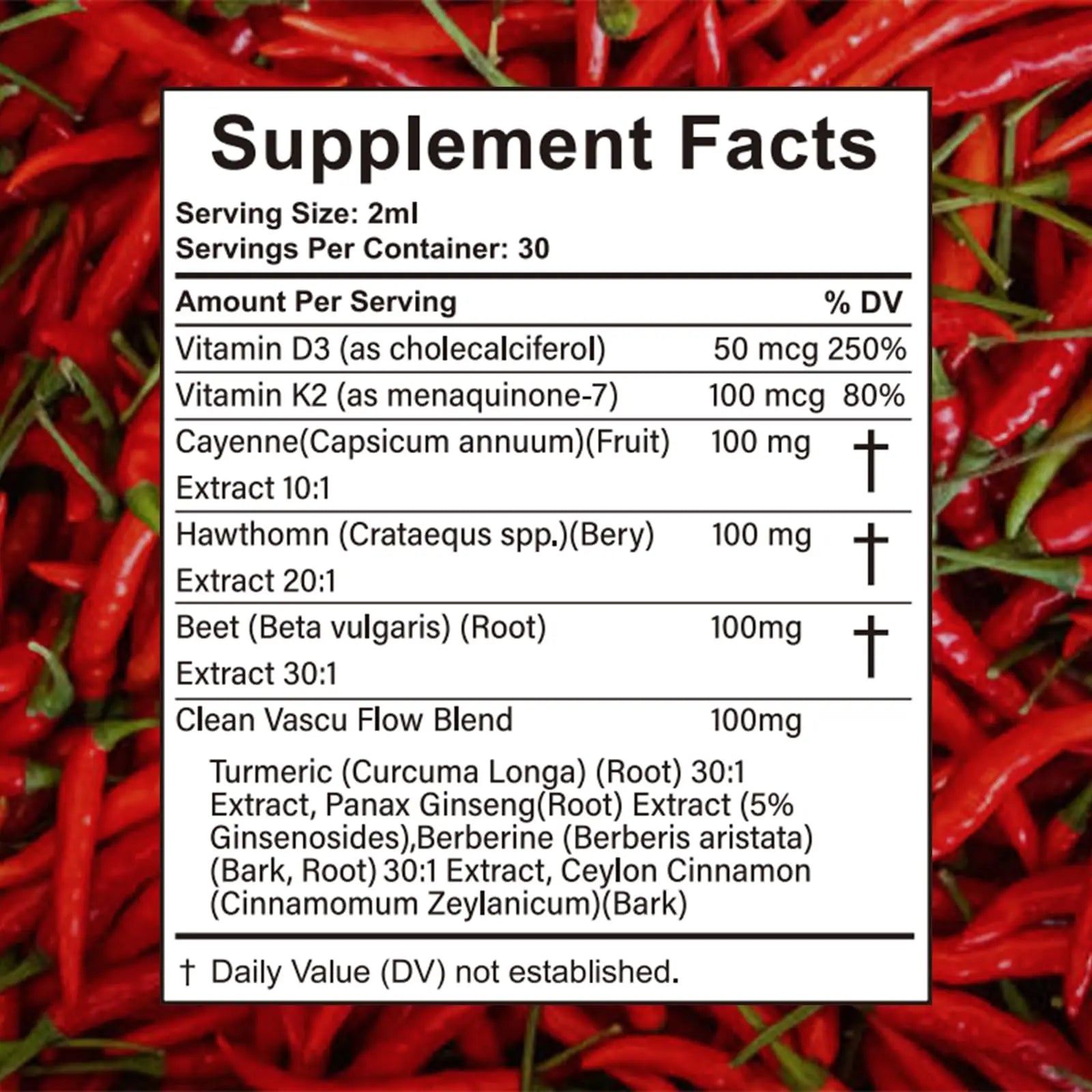 Velestoff Cayenne Pepper Drops, Cayenne Circulation Blend with Hawthorn Beet Root Turmeric Vitamin K2 D3 - Vegan, Non-GMO - 2FL.OZ (1 PCS) Velestoff Au supplements