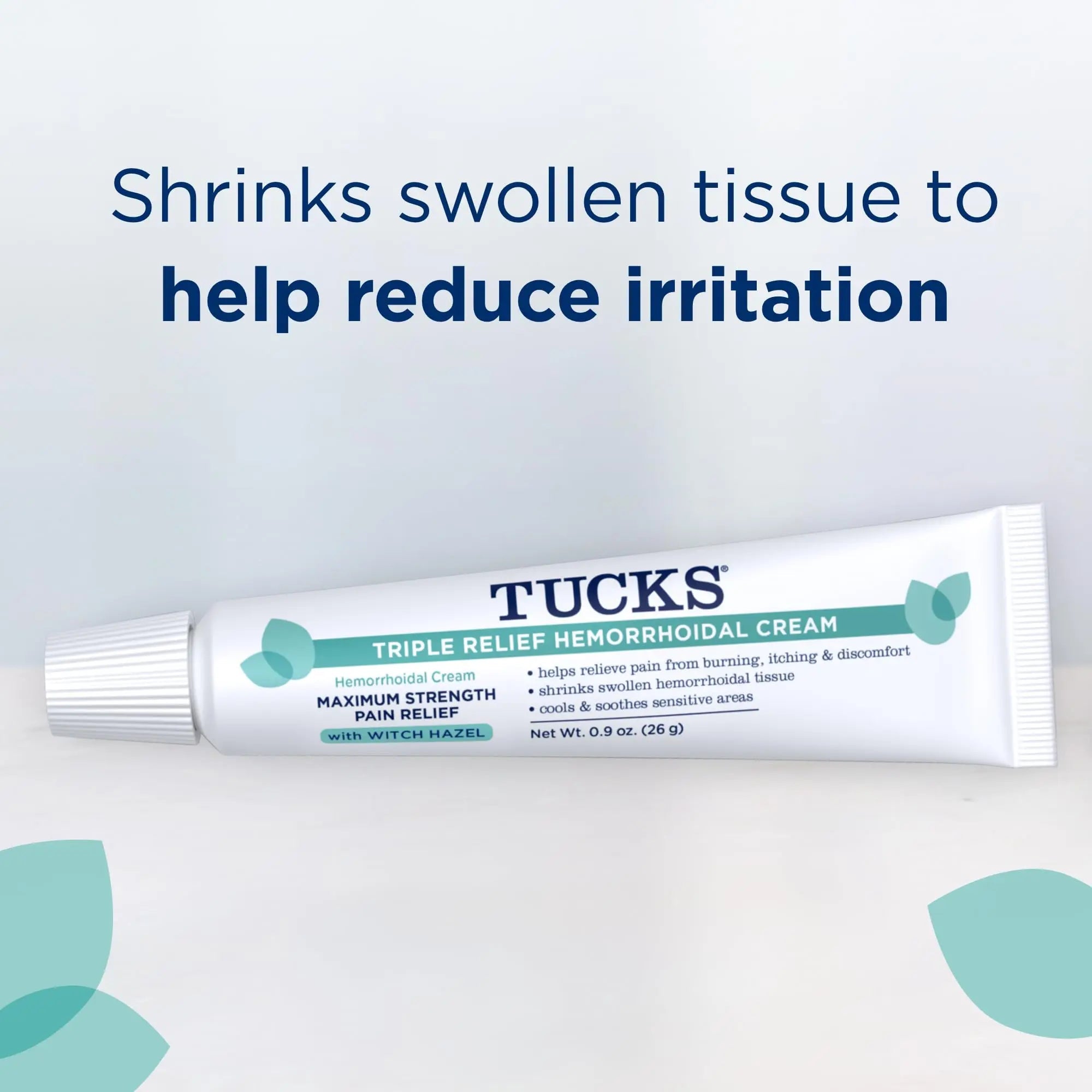Tucks Triple Relief Hemorrhoidal Cream, Maximum Strength Pain Relief from Burning, Itching and Discomfort, with Witch Hazel, Treatment, Brand Used by Hospitals, 0.9oz. (26g) TUCKS Au supplements