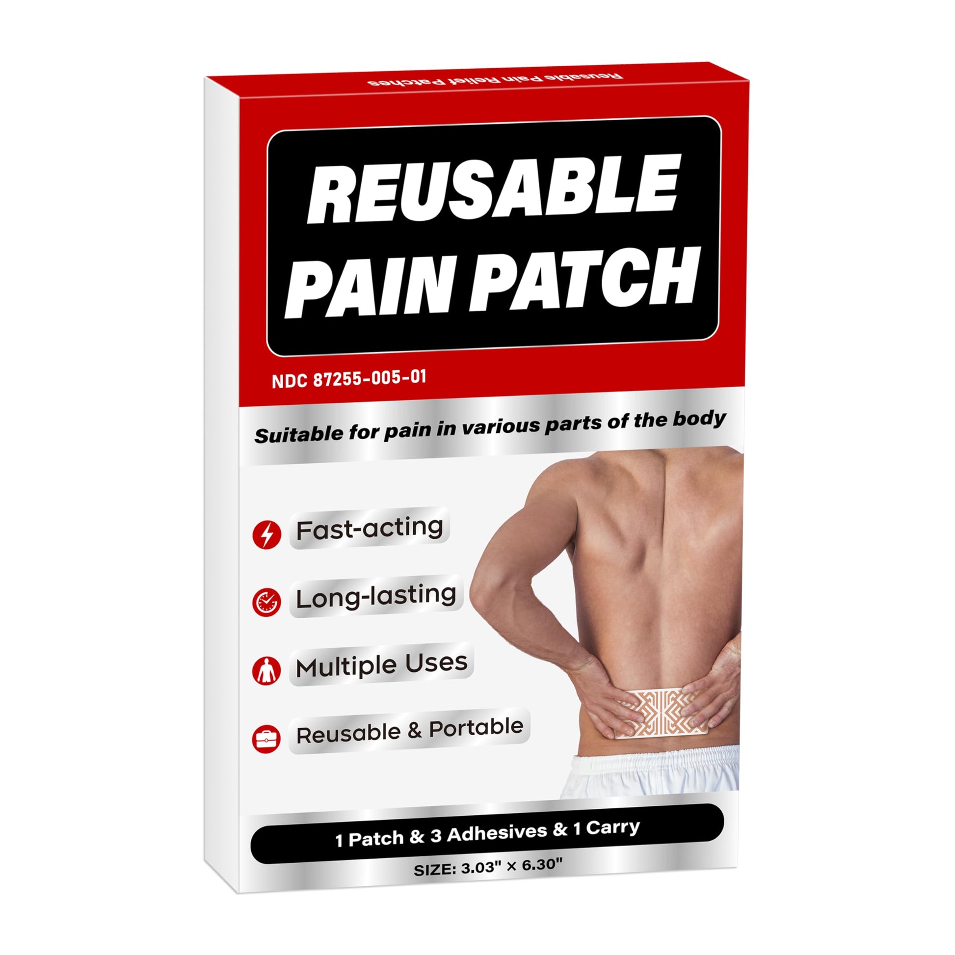 XAYIUIYAX Menthol Pain Patches, Cooling Pain Relief for Sore Muscle Relief - Includes 3 Adhesives, 1 Patch & 1 Carry Case - Relief Back, Shoulder & More - 3.03" × 6.30" XAYIUIYAX Au supplements