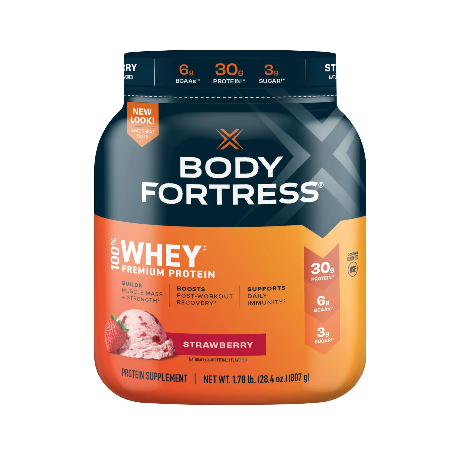Body Fortress 100% Whey, Premium Protein Powder, Strawberry, 1.78lbs Packaging May Body Fortress Au supplements