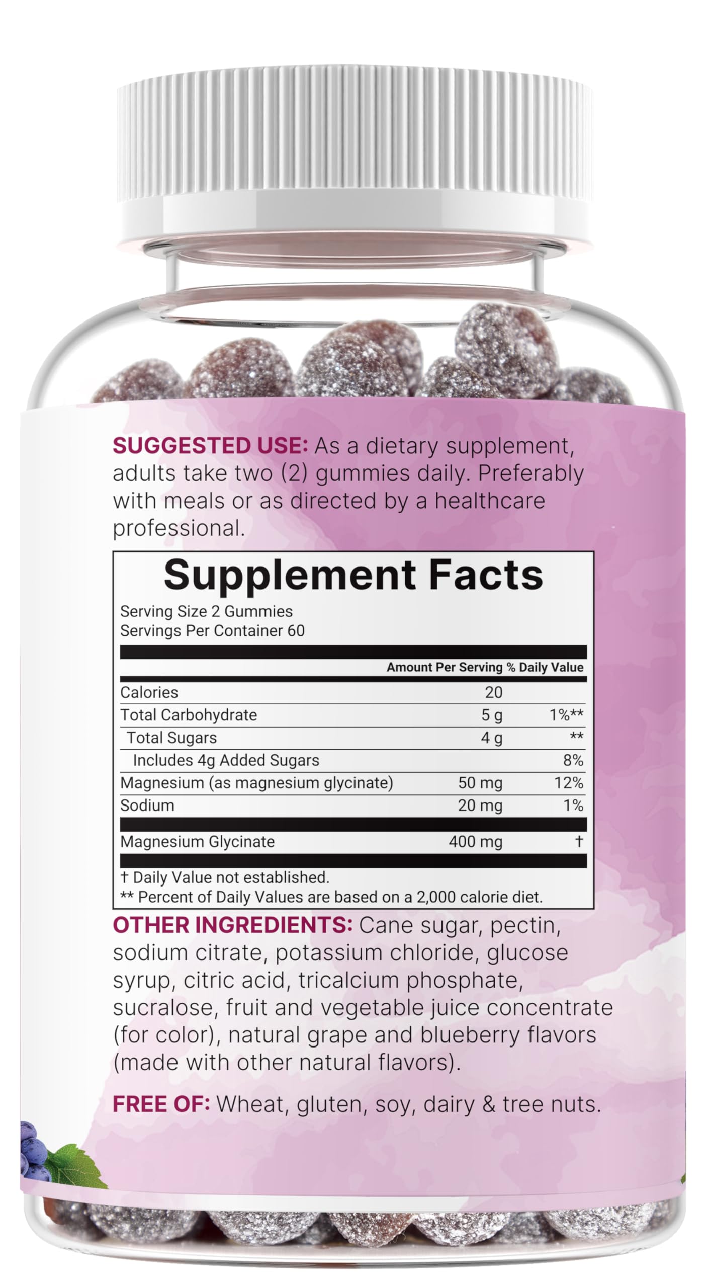 Magnesium Glycinate Gummies 400mg Per Serving, 120 Count | Natural Grape Blueberry Flavor | Potent Elemental Form + Chelated for High Absorption | Healthy Muscle, Bones, & Mood Support Supplement Micro Ingredients Au supplements