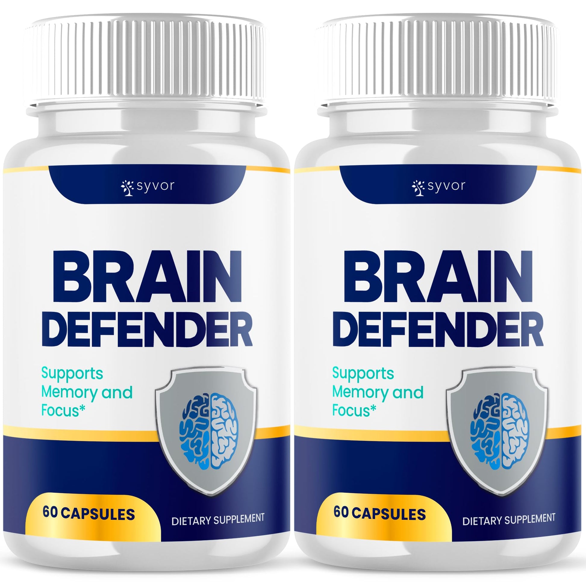 (2 Pack) Brain Defender Supplement Pills, Official Brain Defender Advanced Formula Nootropic Capsules, All Natural Health and Wellness Support Formula Maximum Strength Braindefender (120 Capsules) Syvor Au supplements
