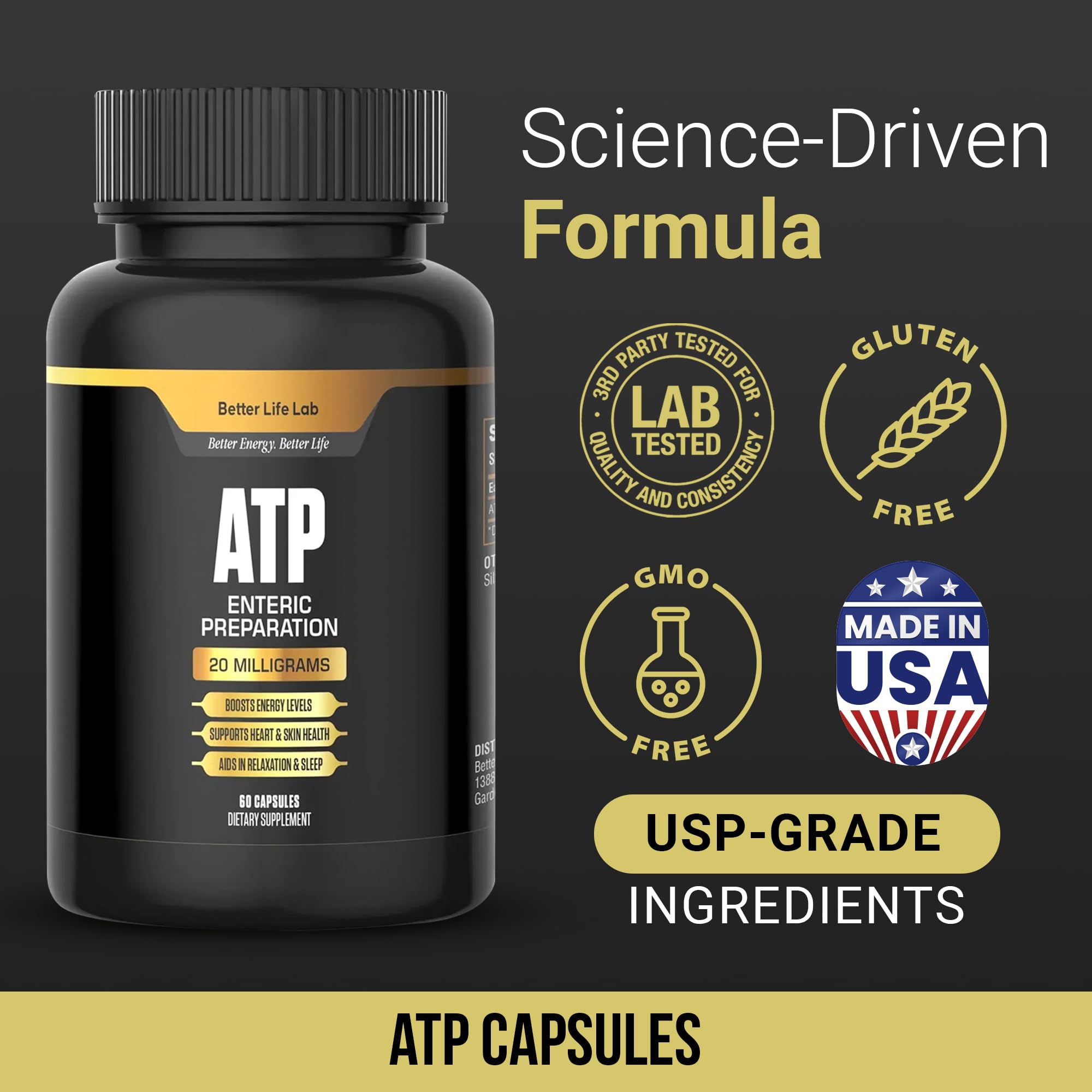 BETTER LIFE LAB ATP Supplement – Supports Cellular Energy Production, Mitochondrial Function & Active Lifestyles BETTER LIFE LAB Au supplements