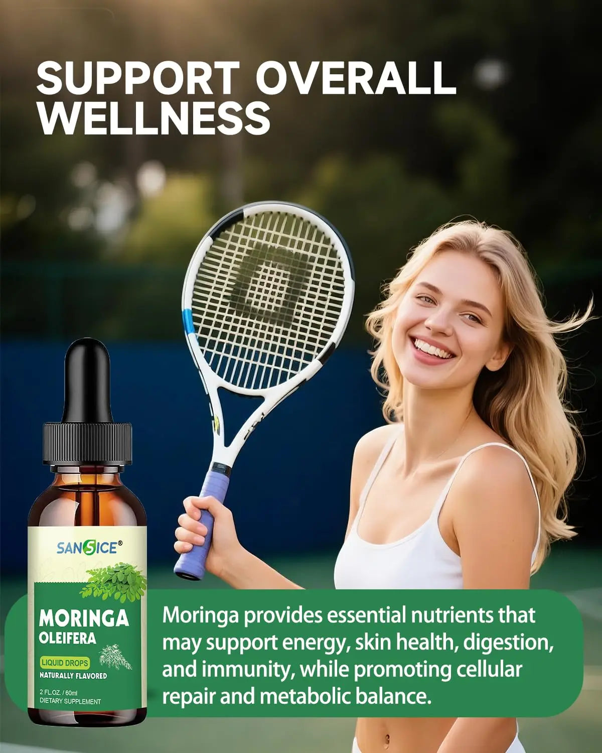 SANSICE Organic Moringa Supplement, Liquid Moringa Leaf Extract for Women & Men, Lymphatic Drainage Supplement with Echinacea for Lymph System Support SANSICE Au supplements
