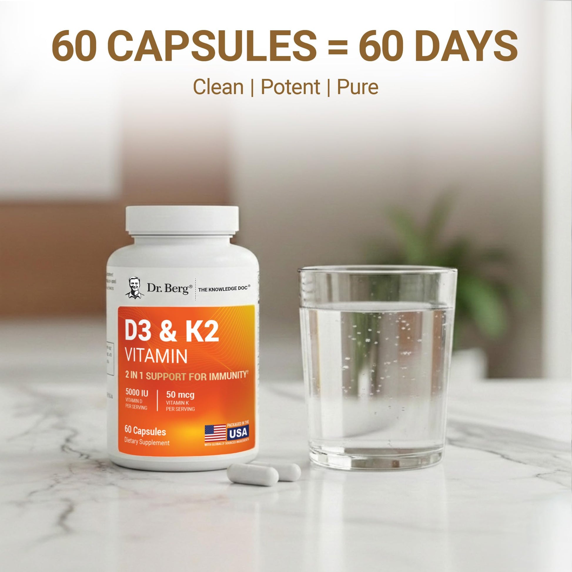 Dr. Berg Vitamin D3 & K2 5,000 IU + MK-7 – 60 Capsules – Immune, Bone & Heart Support* Supplement w/Magnesium, Zinc, B6 – 4X Lab-Tested – No Fillers – Non-GMO, cGMP, Formulated in USA Dr. Berg Nutritionals Au supplements