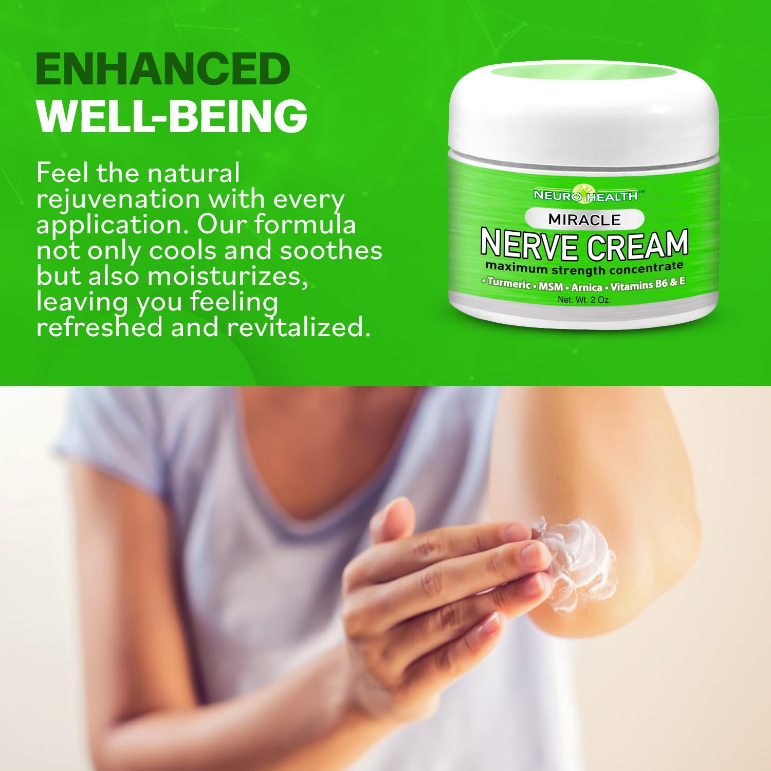 Neuro Health Miracle Nerve Cream - Maximum Strength - Turmeric and Arnica Blend for Neuropathy Discomfort Relief - Soothing Foot & Hand Formula with MSM, B6, E - Made in USA Neuro Health Au supplements