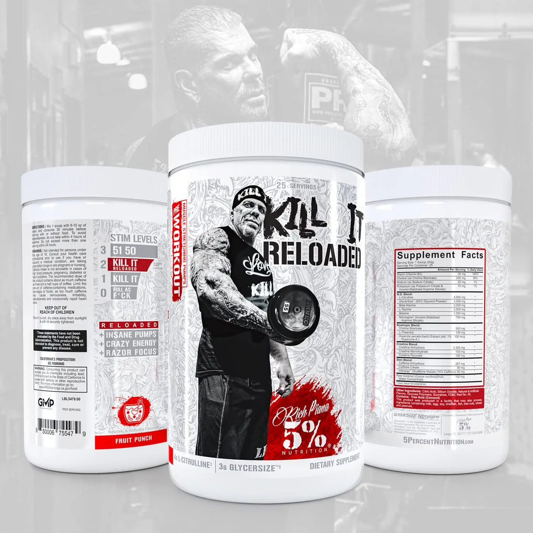 5% Nutrition Rich Piana Kill It Reloaded High Stim Pre-Workout | Ultra Energy, Focus 5% Nutrition Au supplements