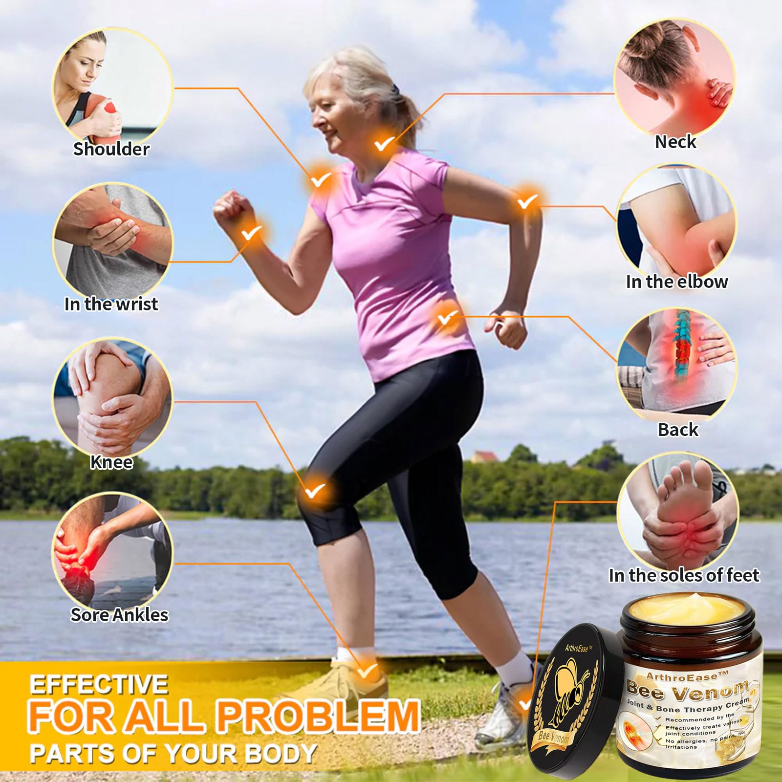 ArthroEase Bee Venom Joint and Bone Cream,ArthroEase Bee Venom Cream,Bee Venom Joint Gel,Effectively Relieve Joint discomfort (2) ADFIRE Au supplements