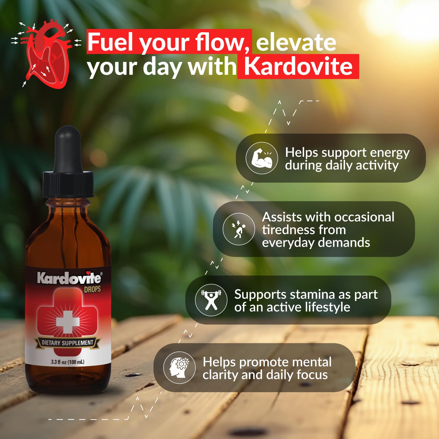 Kardovite Herbal Circulation Support Drops 100ml | Supports Circulatory Wellness with Hawthorn, Garlic, Ginkgo, Cayenne, Milk Thistle, Bilberry & Valerian | Supports Vitality & Daily Wellness Kardovite Au supplements