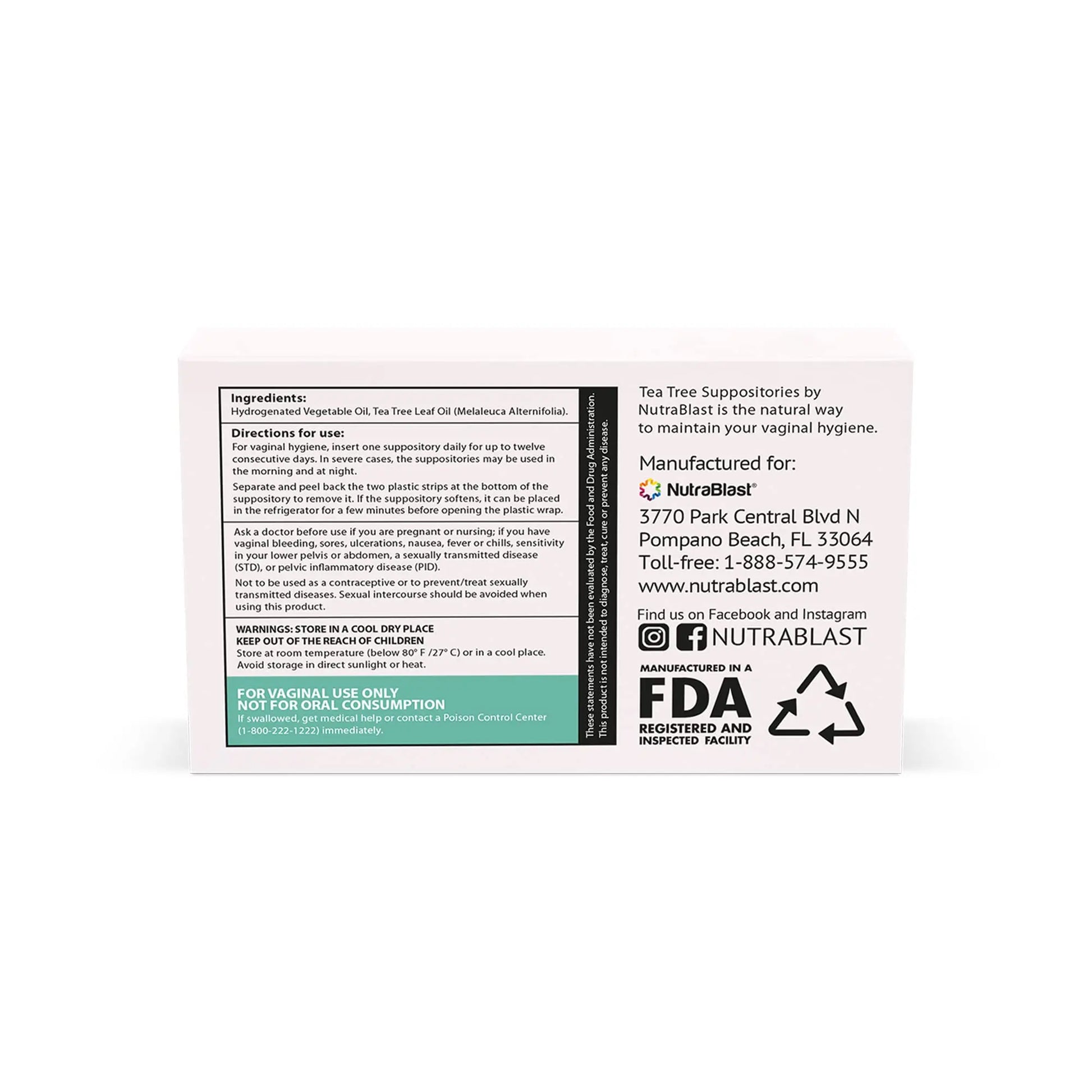 NutraBlast Tea Tree Oil Suppositories (12 Count) | All Natural Intimate Deodorant for Women NutraBlast Au supplements