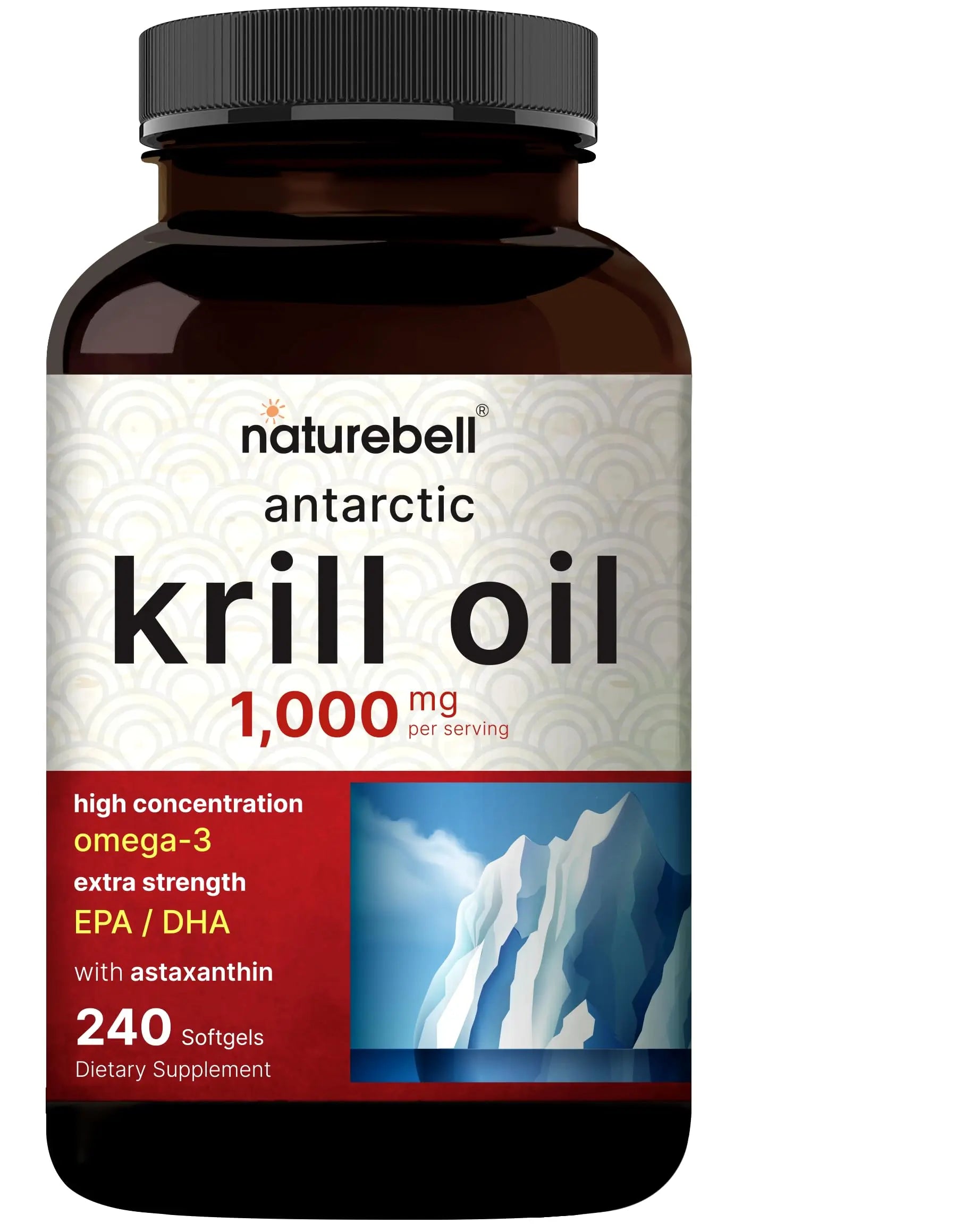 NatureBell Antarctic Krill Oil 1000mg Supplement, 240 Softgels, Natural Source of Omega-3 NatureBell Au supplements