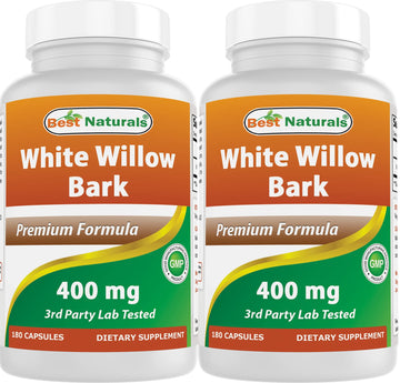 Best Naturals White Willow Bark 400 mg 180 Capsules (180 Count (Pack of 2)) Best Naturals Au supplements