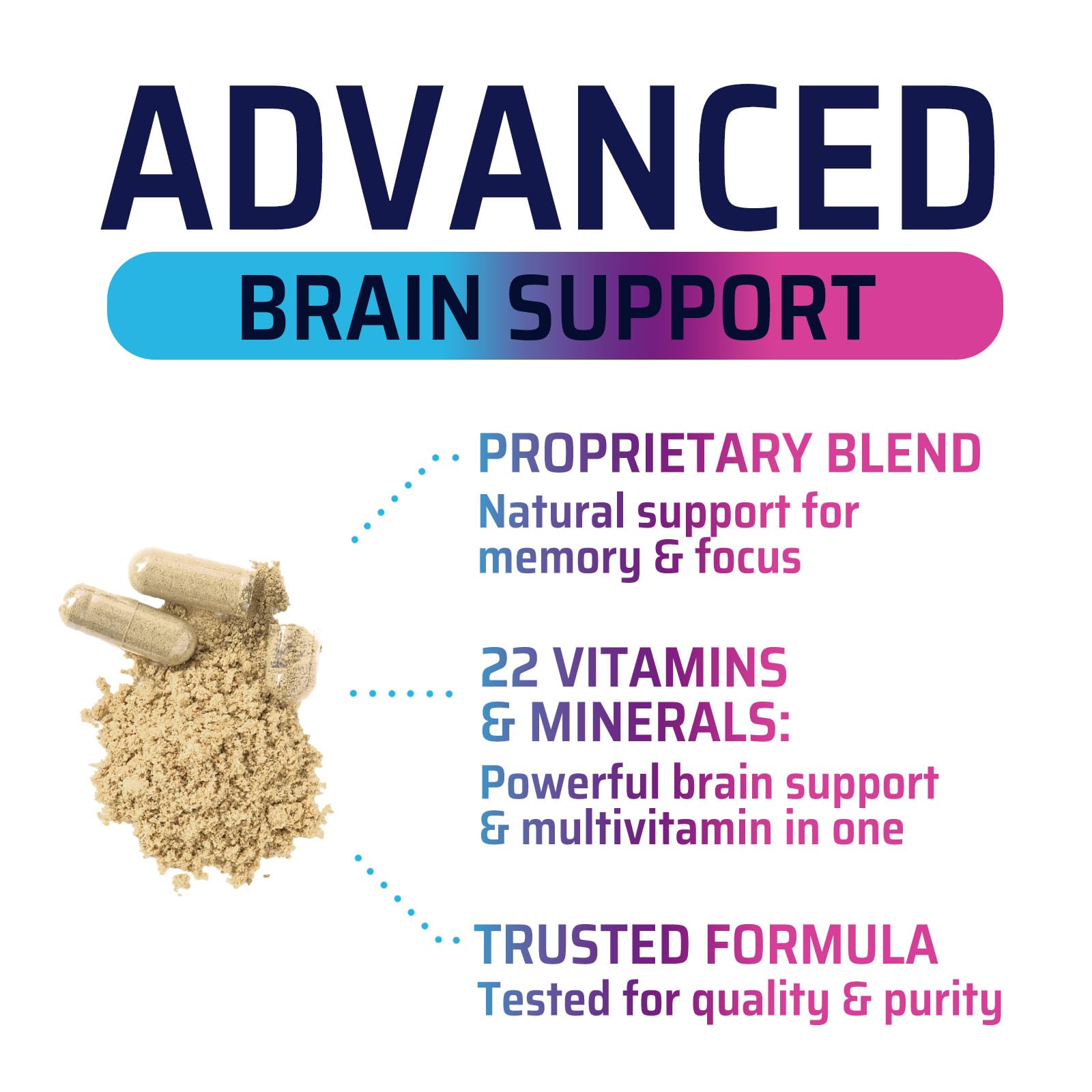 Brain Memory Supplement Pills - 3X Strength Nootropics for Concentration, Clarity & Focus Support - Brain Health Cognitive Vitamins with Bacopa, Phosphatidylserine & DMAE, Brain Booster - 60 Capsules Nature's Strength Au supplements