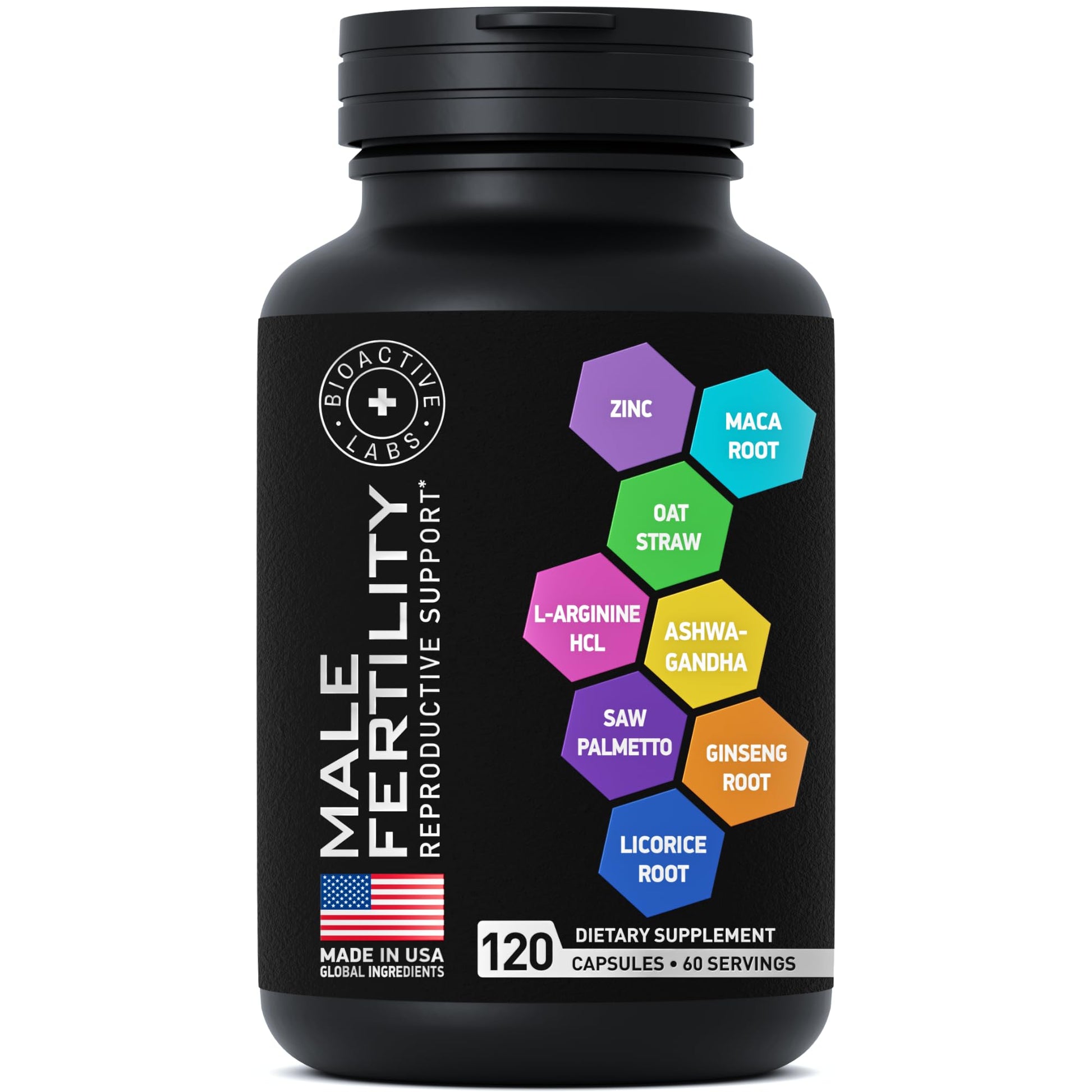 Fertility Supplements for Men - Zinc, Maca, Ashwagandha, L-Arginine - Male Vitality Conception for Him - Count and Motility Pregnancy Aid - Vitamins and Male Fertility Support Supplement - 120 Pills BIOACTIVE LABS Au supplements