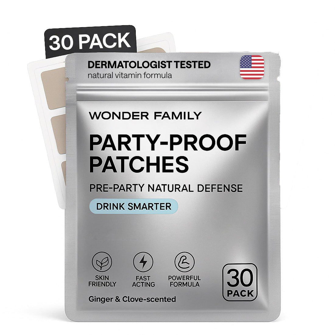Recovery Patches for Men & Women – Grey Pack Morning Relief After Parties, Drinking & Nights Out – With B-Complex, Vitamins A C D E, Glutathione, Boswellia & Herbal Antioxidants – 30 Patches WONDER FAMILY Au supplements