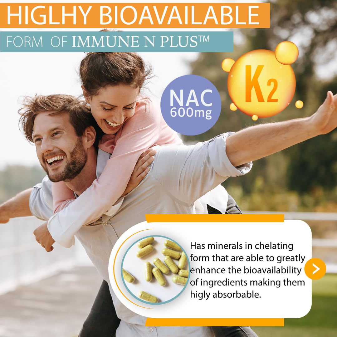 (60 Capsules), NAC 600mg, Quercetin 1,000mg, Vitamin C 500mg, Zinc 50mg, Vitamin D3 5,000iu, Selenium, Copper, Acerola, Ginger, Rutin, Citrus Bioflavonoids, Rose Hips, Echinacea, Immune N Plus 15 in 1 KAPPA NUTRITION Au supplements