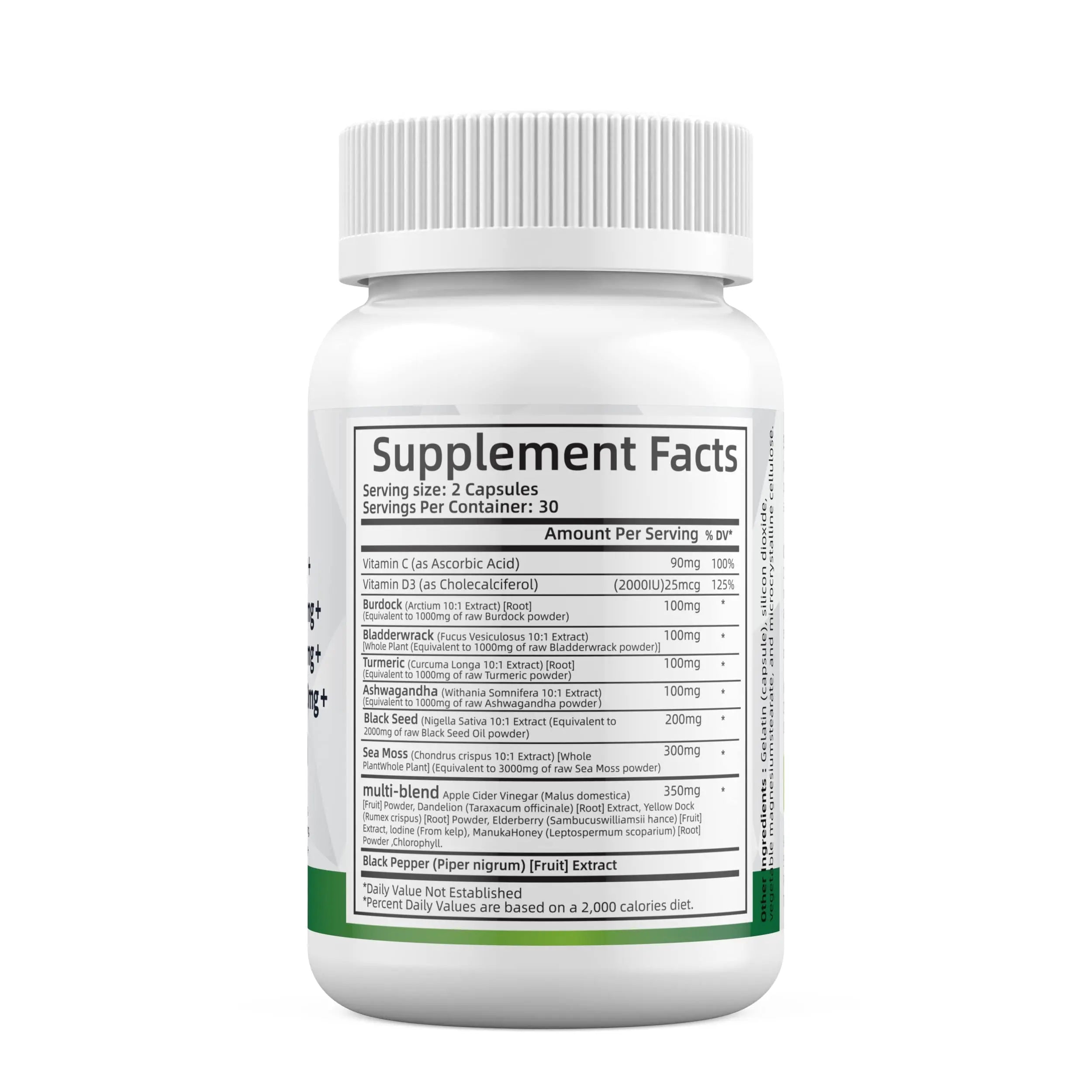 Sea Moss 3000mg Black Seed Oil 2000mg Ashwagandha 1000mg Turmeric 1000mg Alodi Au supplements
