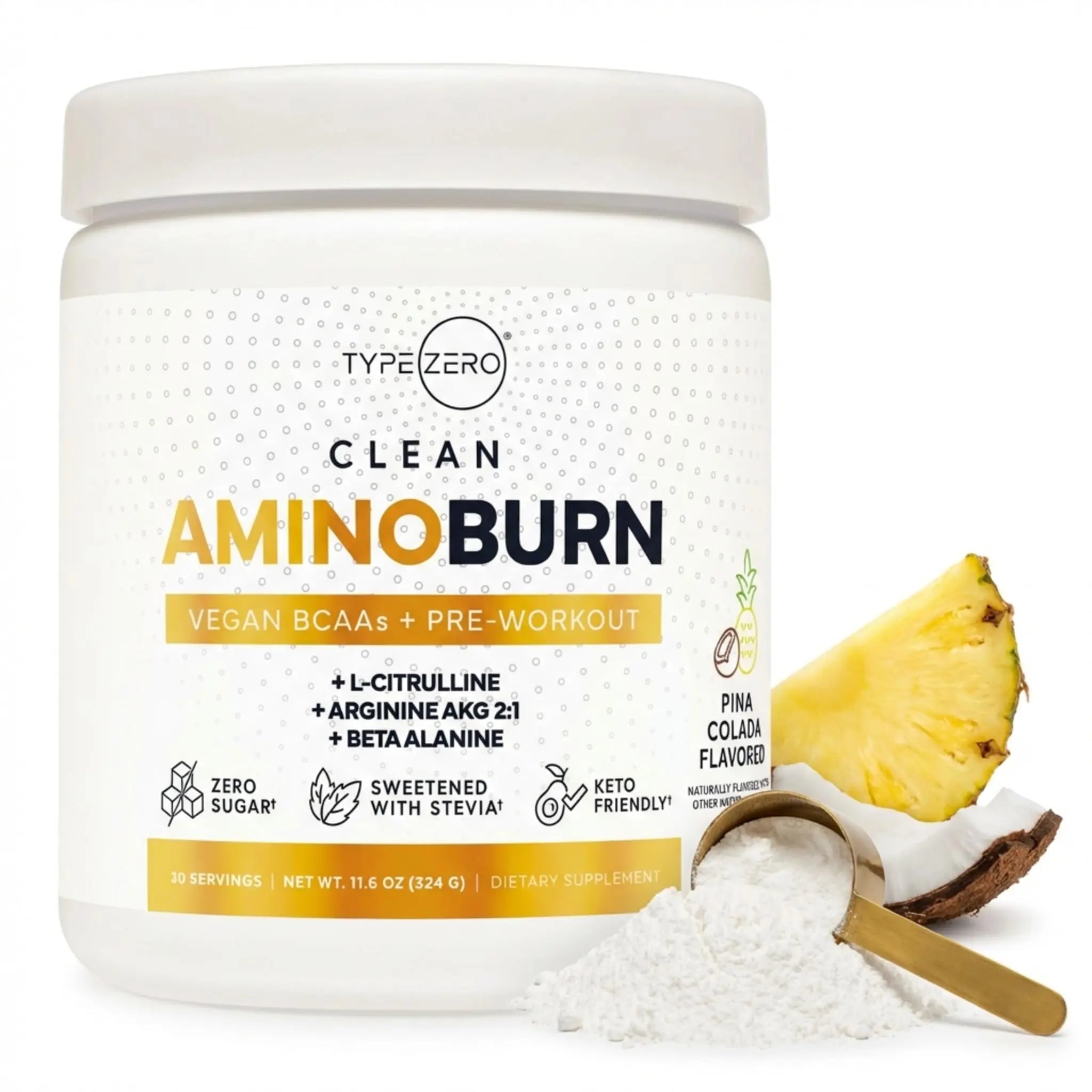 Type Zero Amino Burn Vegan BCAAs + Pre-Workout (Pina Colada Flavored) Type Zero Au supplements