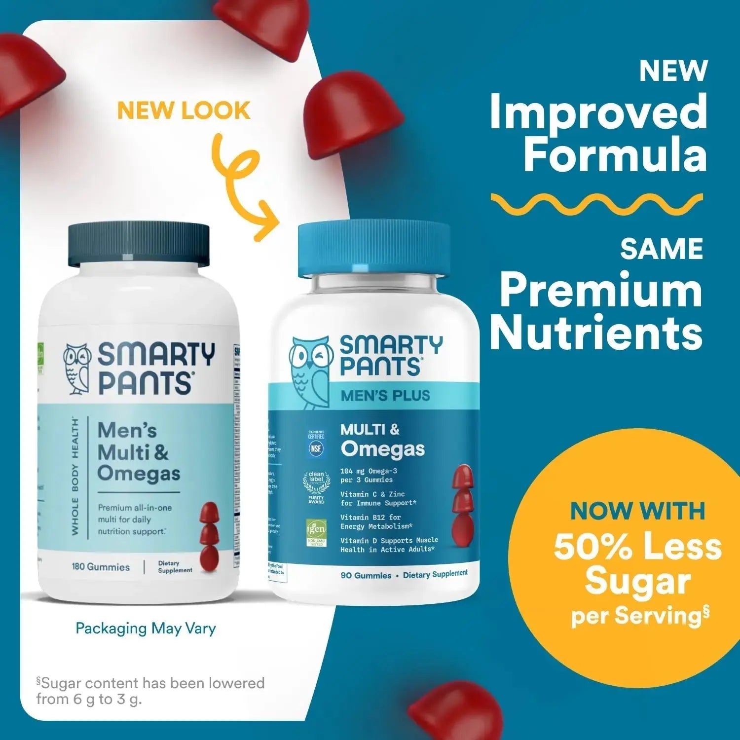 SmartyPants Men's Multivitamin Gummies - Improved Formula: Omega 3 (DHA/EPA), Methylfolate, Vitamin D3, C, Vitamin B12, B6, Vitamin A SmartyPants Au supplements