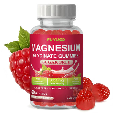 FUYUEO Magnesium Glycinate Gummies for Sleep & Relaxation, Sugar Free High Absorption Magnesium Supplement for Men & Women, Gentle on Stomach, Chewable, Raspberry, 60 Count (Pack of 1) FUYUEO Au supplements