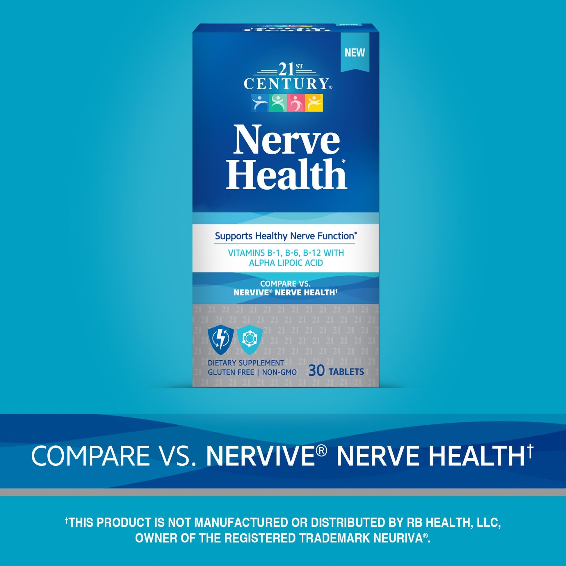 21st Century Nerve Health Tablets (30 Count), Alpha Lipoic Acid 300mg, B1, B6, & B12 Vitamins for Nerve Function Support, Antioxidant ALA Supplement, Gluten Free. Non-GMO, & Vegan 21st Century Au supplements