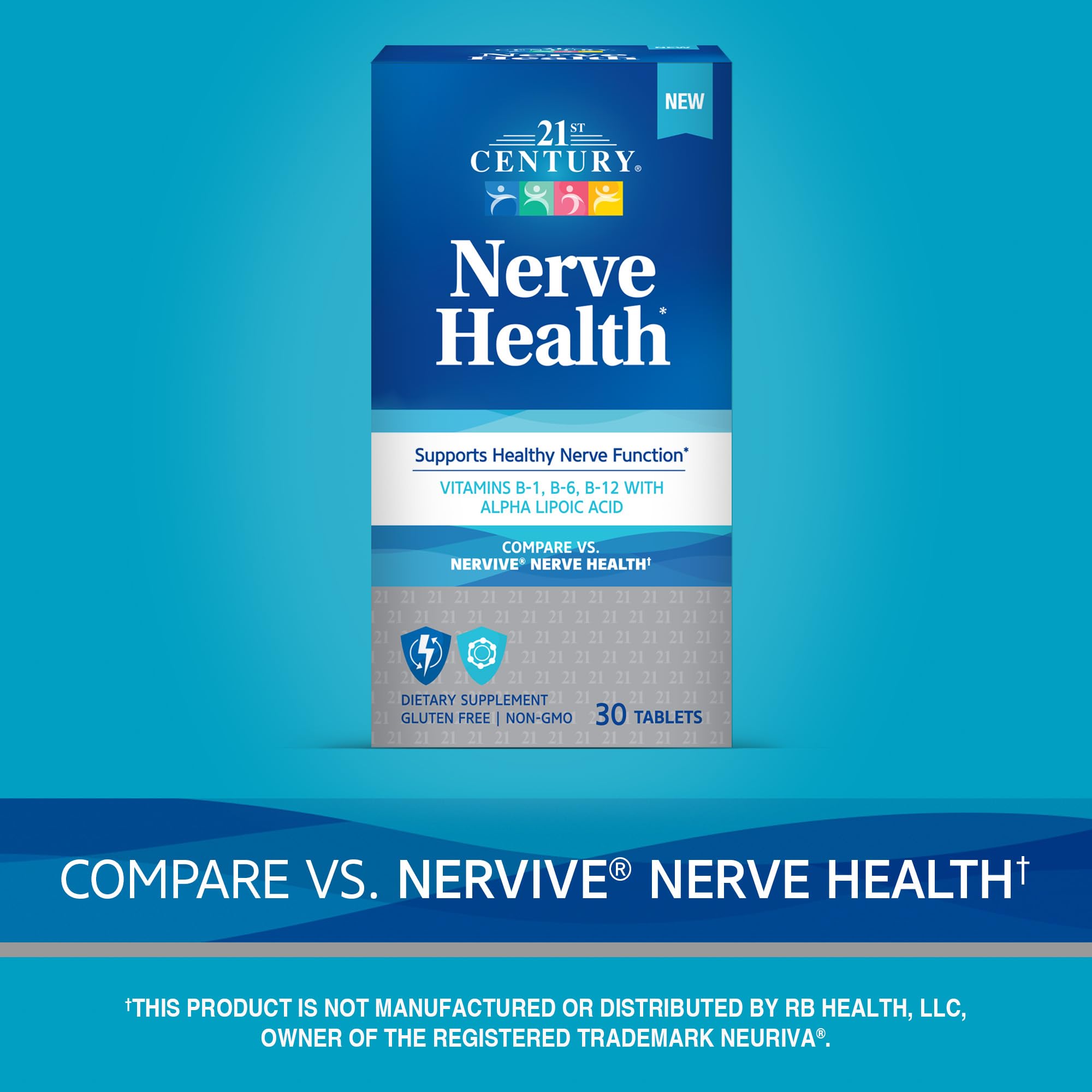 21st Century Nerve Health Tablets (30 Count), Alpha Lipoic Acid 300mg, B1, B6, & B12 Vitamins for Nerve Function Support, Antioxidant ALA Supplement, Gluten Free. Non-GMO, & Vegan 21st Century Au supplements