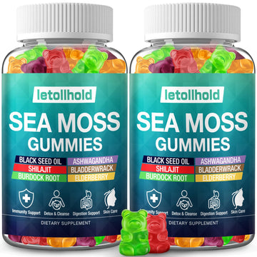 Sea Moss Gummies - Irish Sea Moss Gummies Advanced for Adults with Ashwagandha Bladderwrack & Burdock Root for Supports Immune，Energy - 60 Vegan Gummy,2PCS letollhold Au supplements
