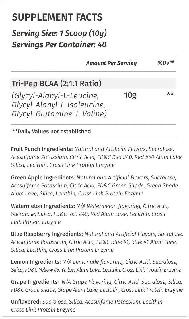 Metabolic Nutrition - TRIPEP - Tri-Peptide Branch Chain Amino Acid, BCAA Powder Metabolic Nutrition Au supplements