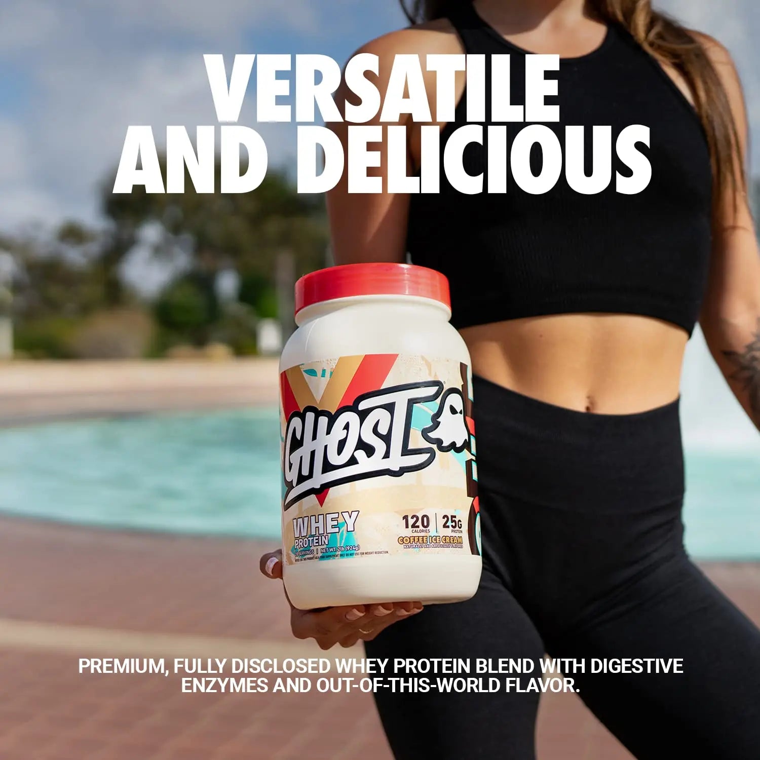 GHOST Whey Protein Powder, Coffee Ice Cream - 2LB Tub, 25G of Protein - Flavored Isolate GHOST Au supplements