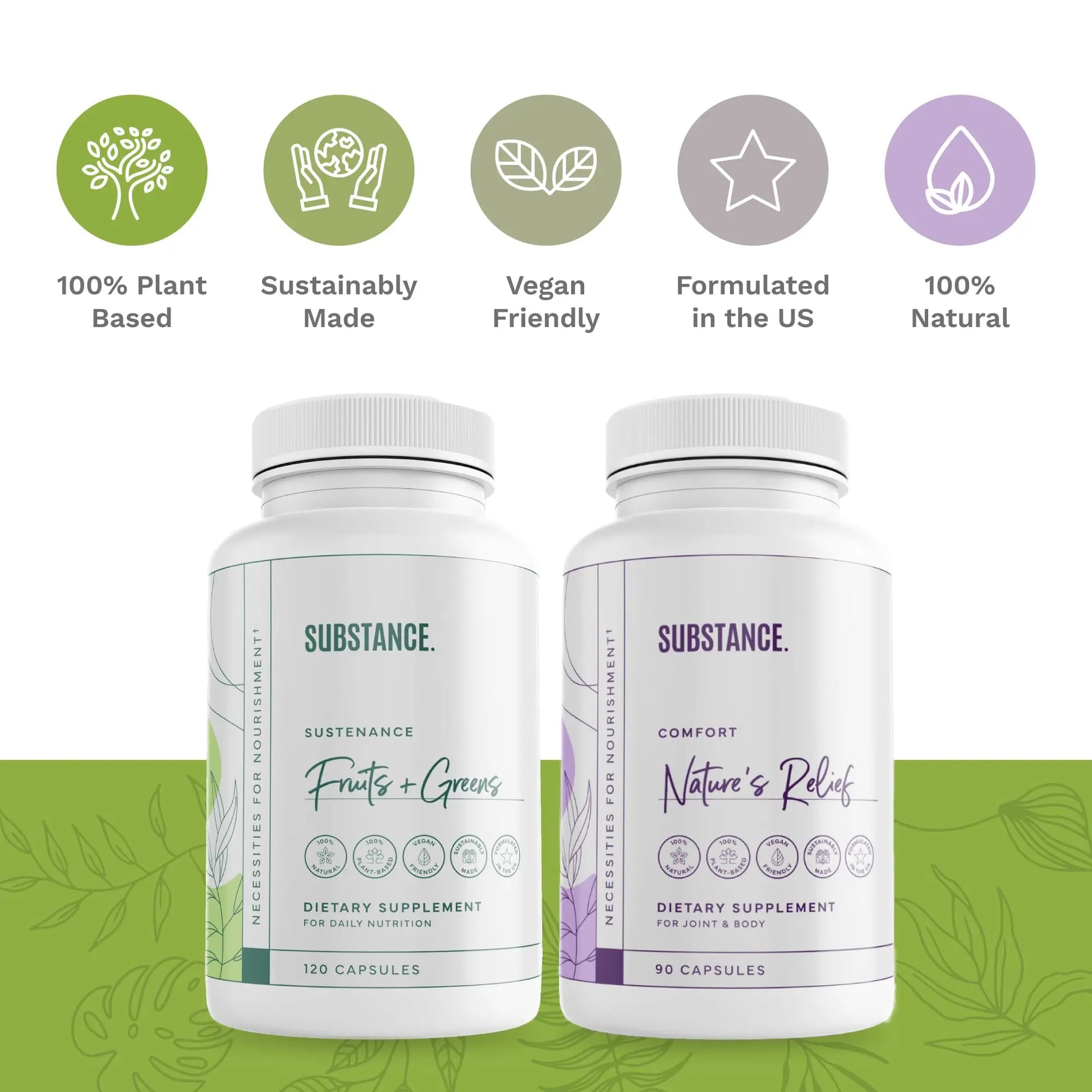 SUBSTANCE. - Ultimate Wellness Bundle | Daily Superfood Nutrition & Joint Support | Greens, Fruits & Veggies + Nature’s Relief | Boost Energy, Mental Clarity & Mobility | Vegan, Non-GMO (30 Servings) SUBSTANCE. Au supplements