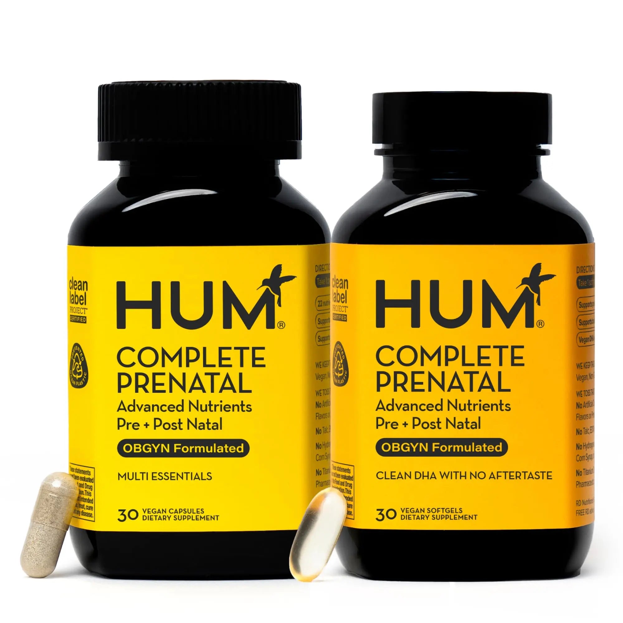 HUM Complete Prenatal Multivitamin for Women with Folate, DHA, and Choline, 23 Nutrients for Daily Support, Gluten Free, Non GMO Supplement for Pre, During, and Post Pregnancy, 30 Vegan Capsules HUM Au supplements