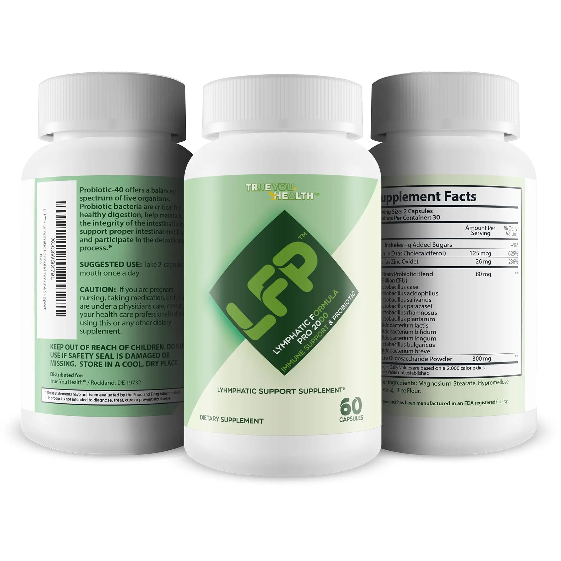 LFP - Lymphatic Formula Pro 2000 Immune Support & Probiotic - Lymphatic Support Supplement to Promote Healthy Immune System & Lymphatic Function - Aid Immune Response, Gut Health, & Overall Health True You Health Au supplements