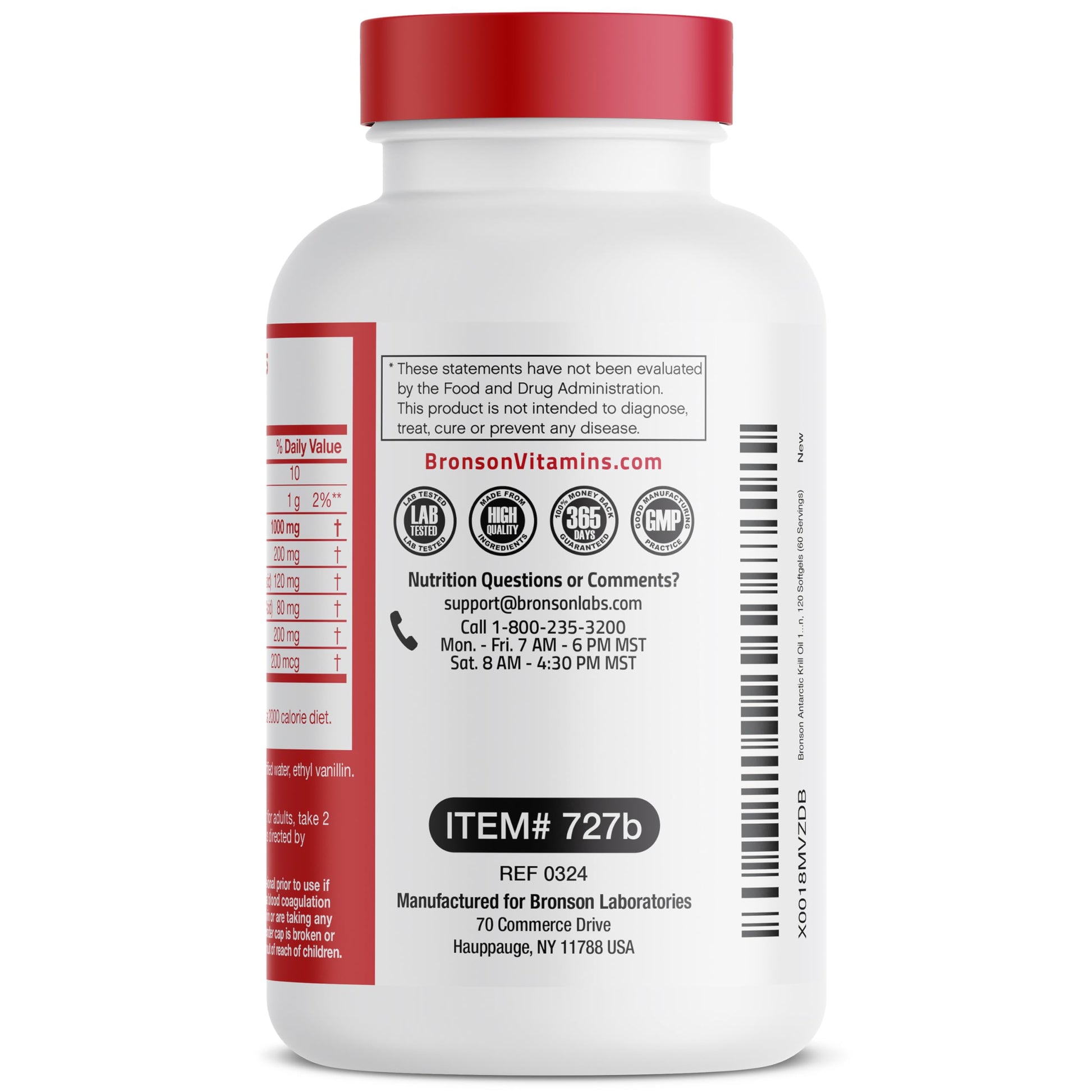 Bronson Antarctic Krill Oil 1000 mg with Omega-3s EPA, DHA, Astaxanthin and Phospholipids 120 Softgels Bronson Au supplements