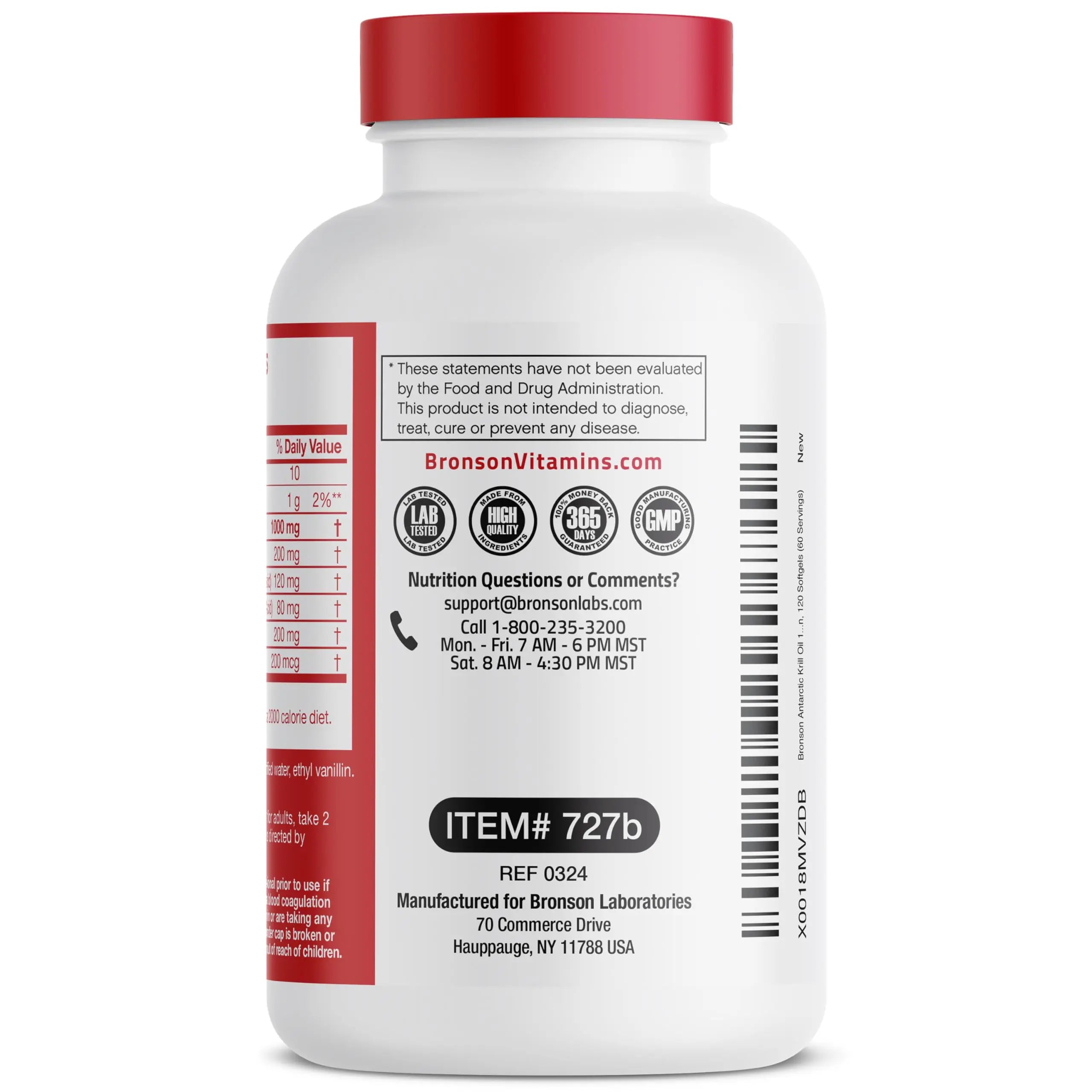 Bronson Antarctic Krill Oil 1000 mg with Omega-3s EPA, DHA, Astaxanthin and Phospholipids 120 Softgels Bronson Au supplements