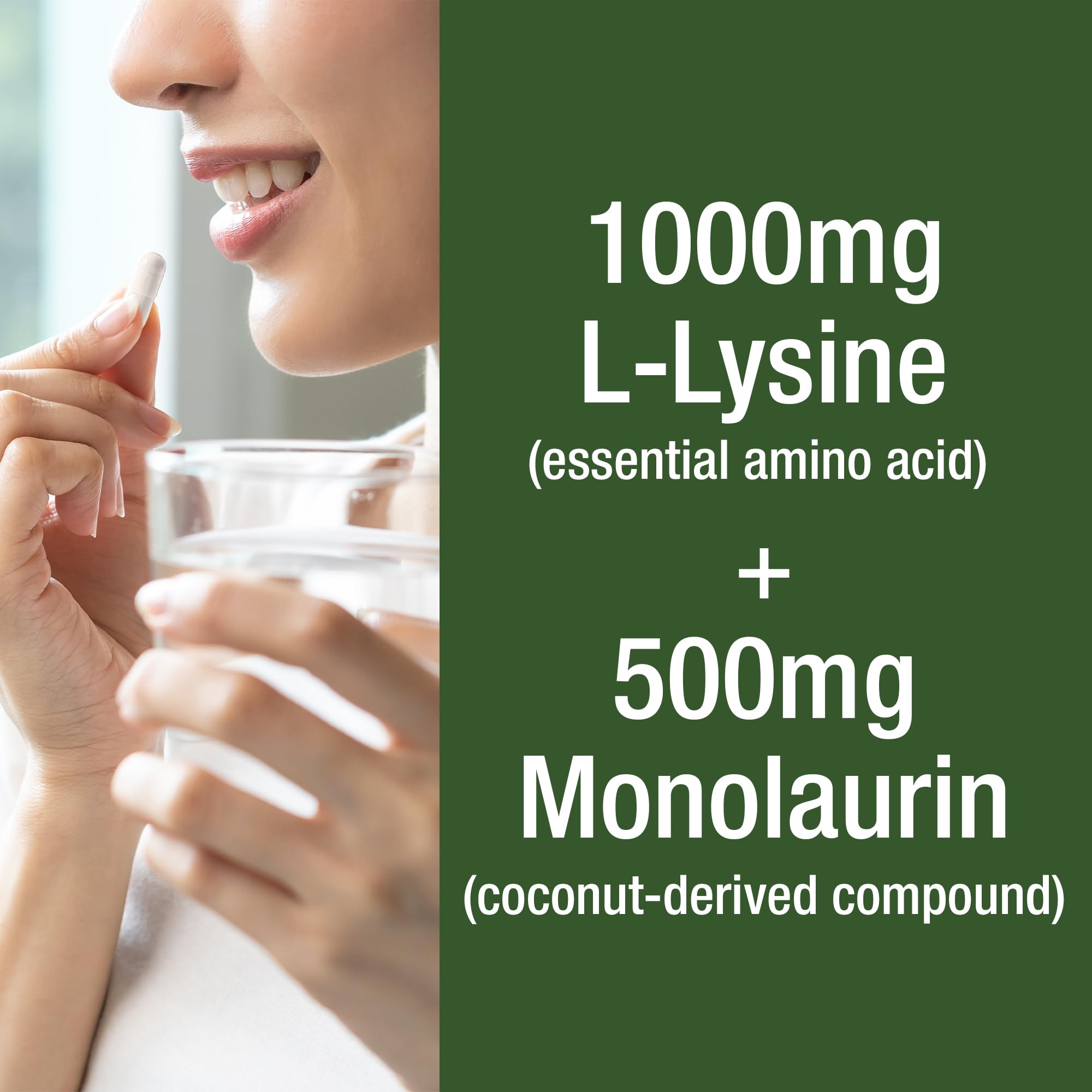 Peak Performance L Lysine 1000mg + Monolaurin 500mg Supplement for Immune Support - High Potency L-Lysine for Lips, Skin, & Health - 2-in-1 Bioavailable Supplements for Men and Women - 60 Capsules Peak Performance Au supplements