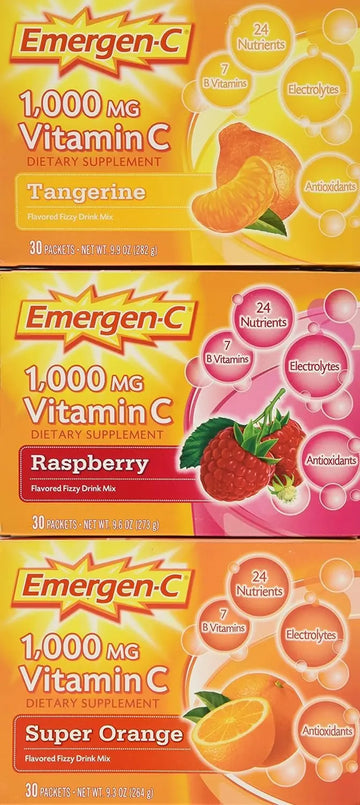 Emergen-C 1,000 mg Vitamin C Dietary Supplement Drink Mix, Super Orange/Raspberry Emergen-C Au supplements