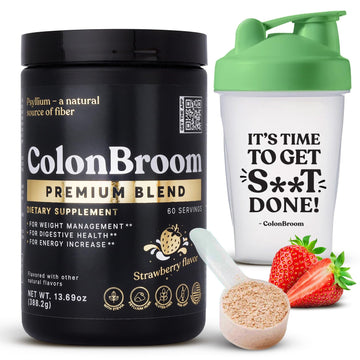 ColonBroom Premium Psyllium Husk Powder (Strawberry, 60 Servings) + Shaker Bottle for Colon Broom Fiber Powder Drink Bundle - Colon Cleanse for Bloating Relief & Gut Health - Fiber Powder Supplement ColonBroom Au supplements