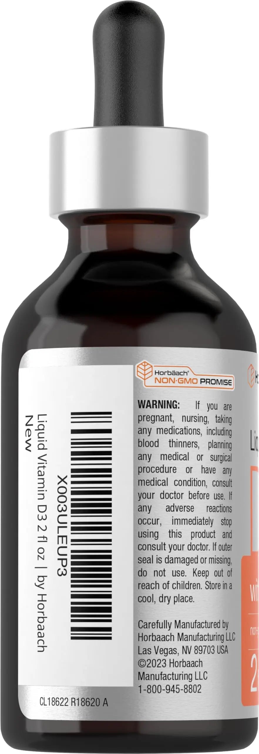 Horbäach Vitamin D3 + K2 Liquid Drops | with MK7 | 2 Fl Oz | Vegetarian | Non-GMO Horbäach Au supplements